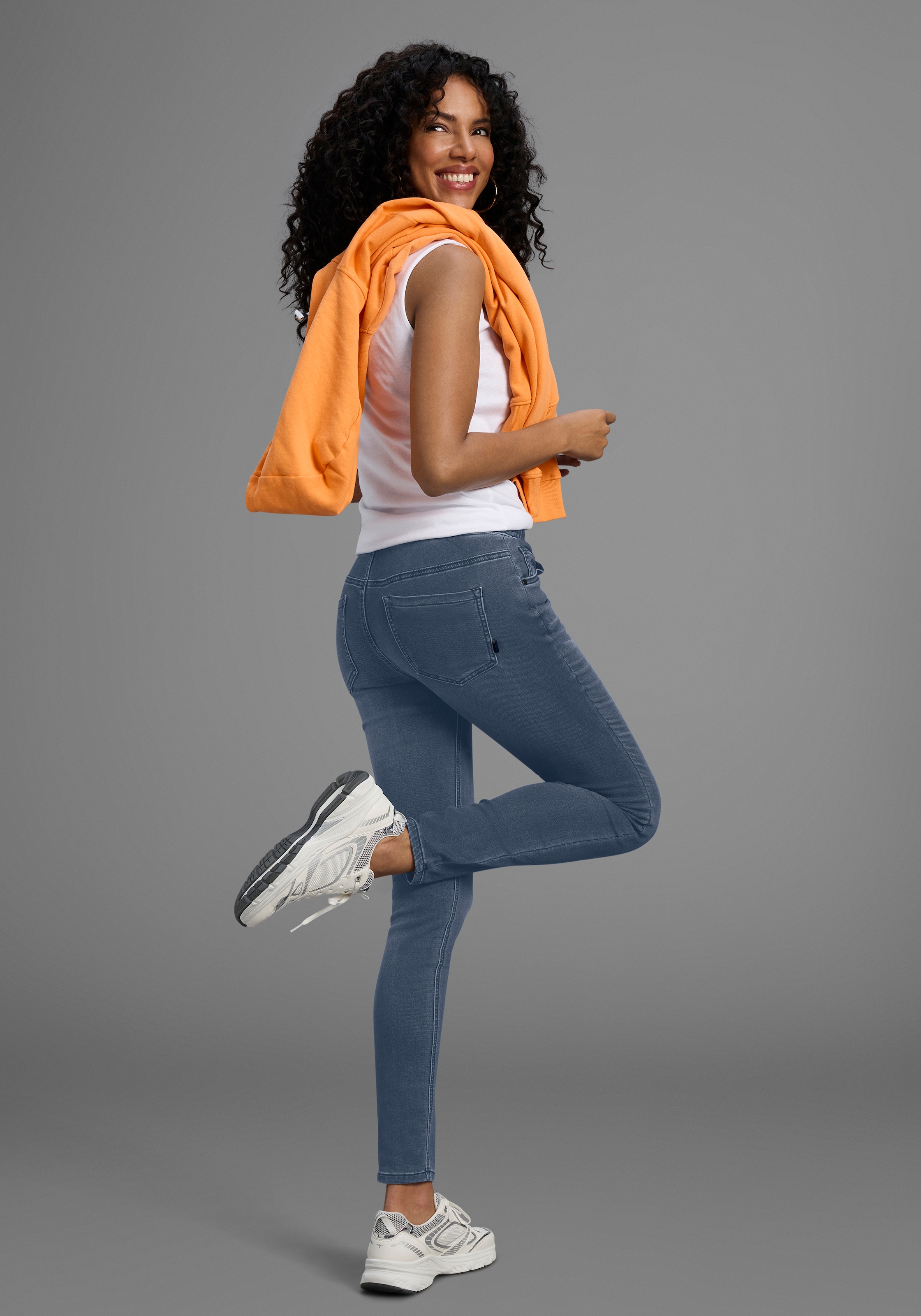 Arizona Jeans stretch weites Bein,  normale Leibhöhe,  knöchellang,  mit Used-Waschung