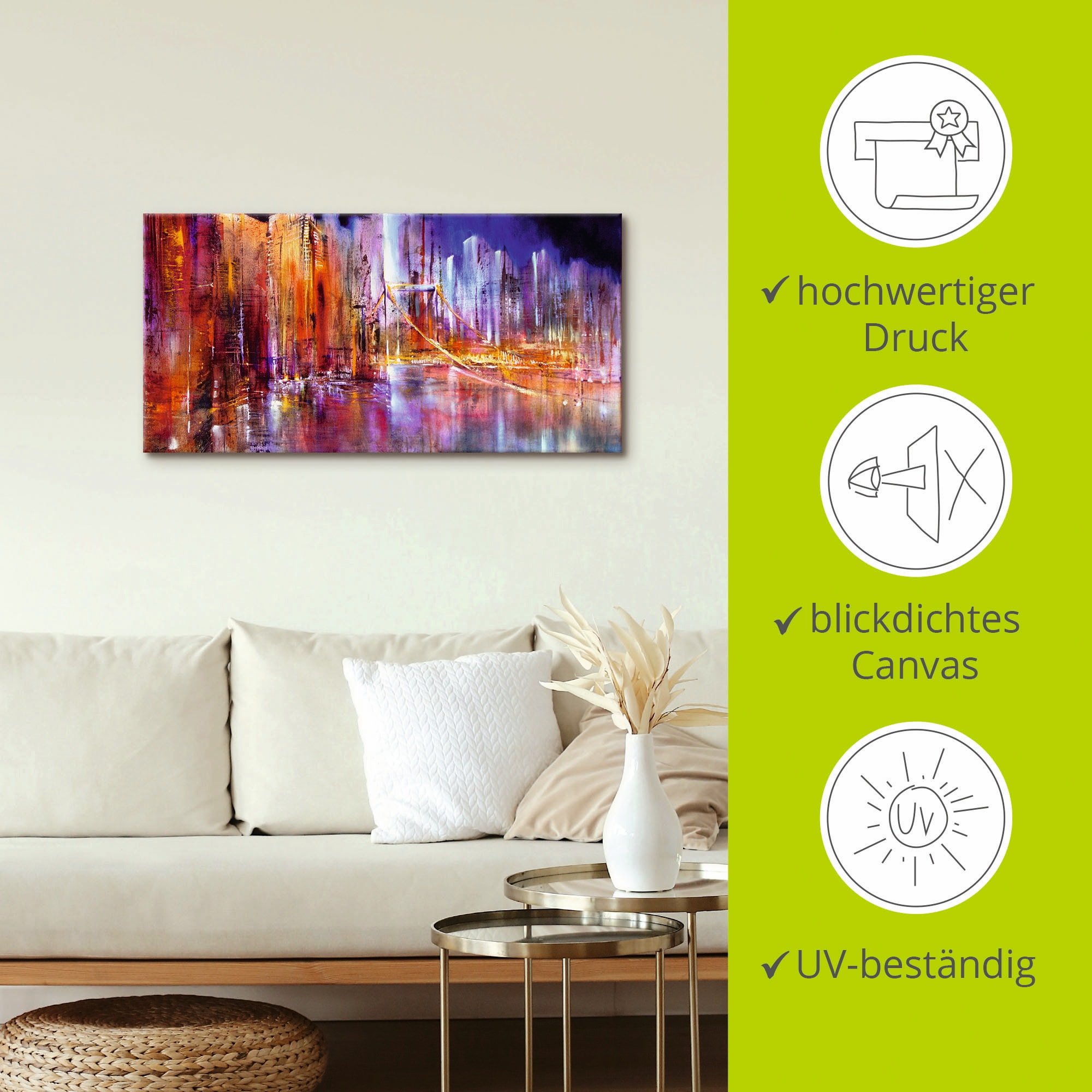 Artland Tableau sur toile »Stadtansicht II« 1 cuis tlg. auf Holzrahmen gespannt