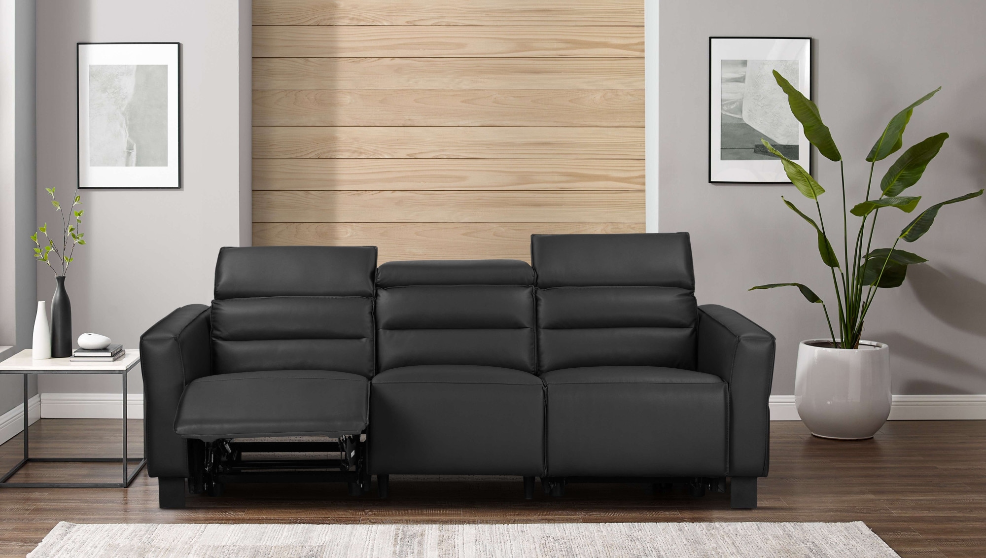 Home affaire 3-Sitzer »Carpari, 224cm, manuelle od. elektrische Relaxfunktion in 2 Sitzen« mit USB-A/C, Kopfteilverstellung, Echtleder, Kunstleder, Webstoff
