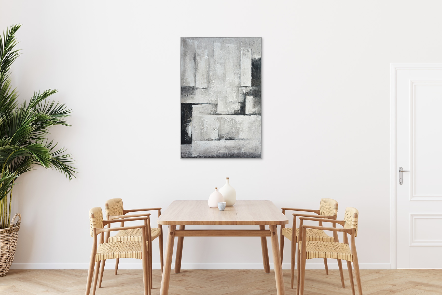 Bönninghoff Peinture à l'huile »handarbeit gerahmt ABSTRAKT 78x118 cm – Wandbild Deko grau« Abstrait | Formes | Sans objet 1 cuis tlg. fabriqué à la main, chaque image est unique, cadre à joint creux