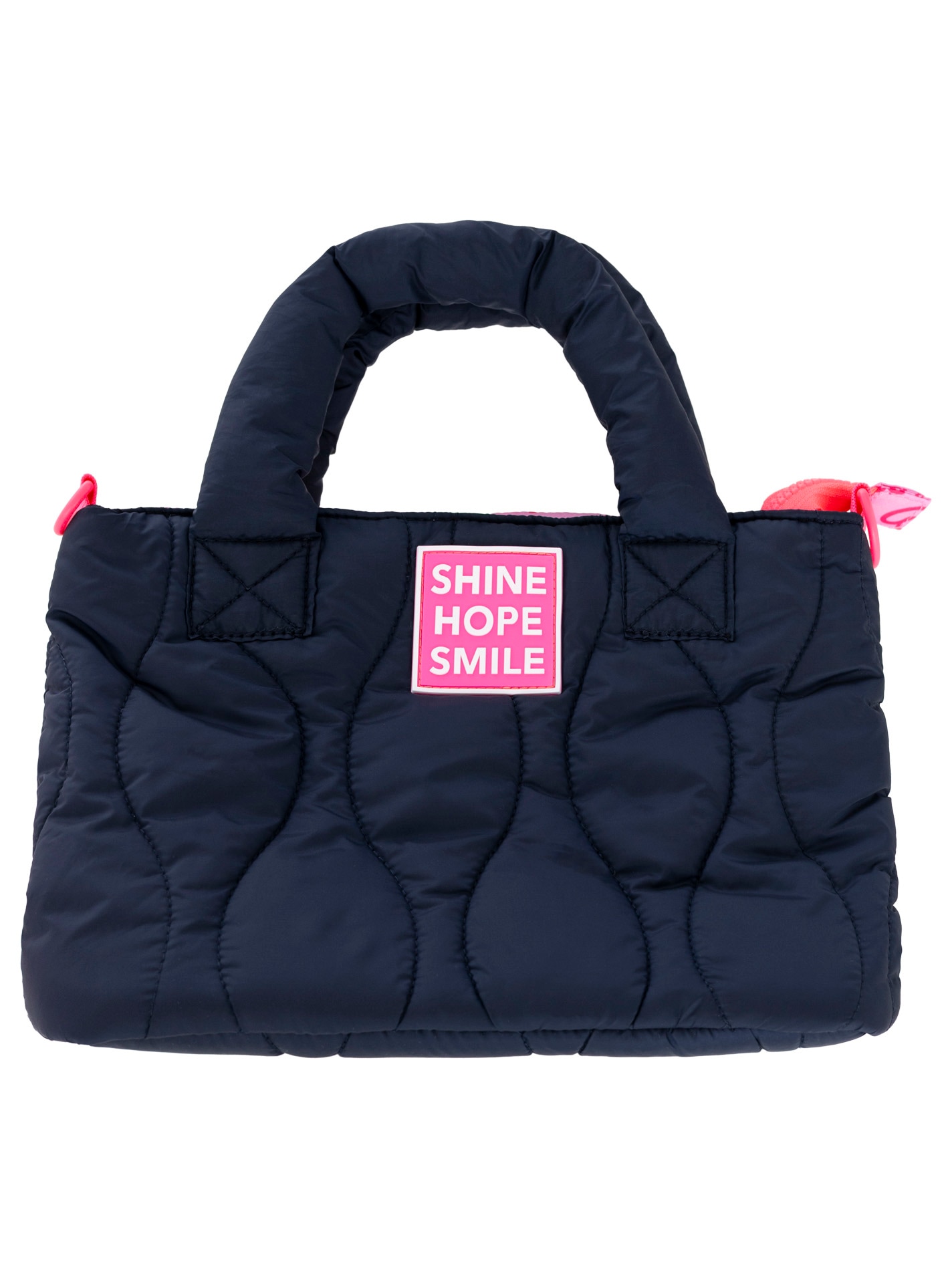 Zwillingsherz Sac de transport »"Steppung & Patch"« avec matelassage, bandoulière amovible, patch rose