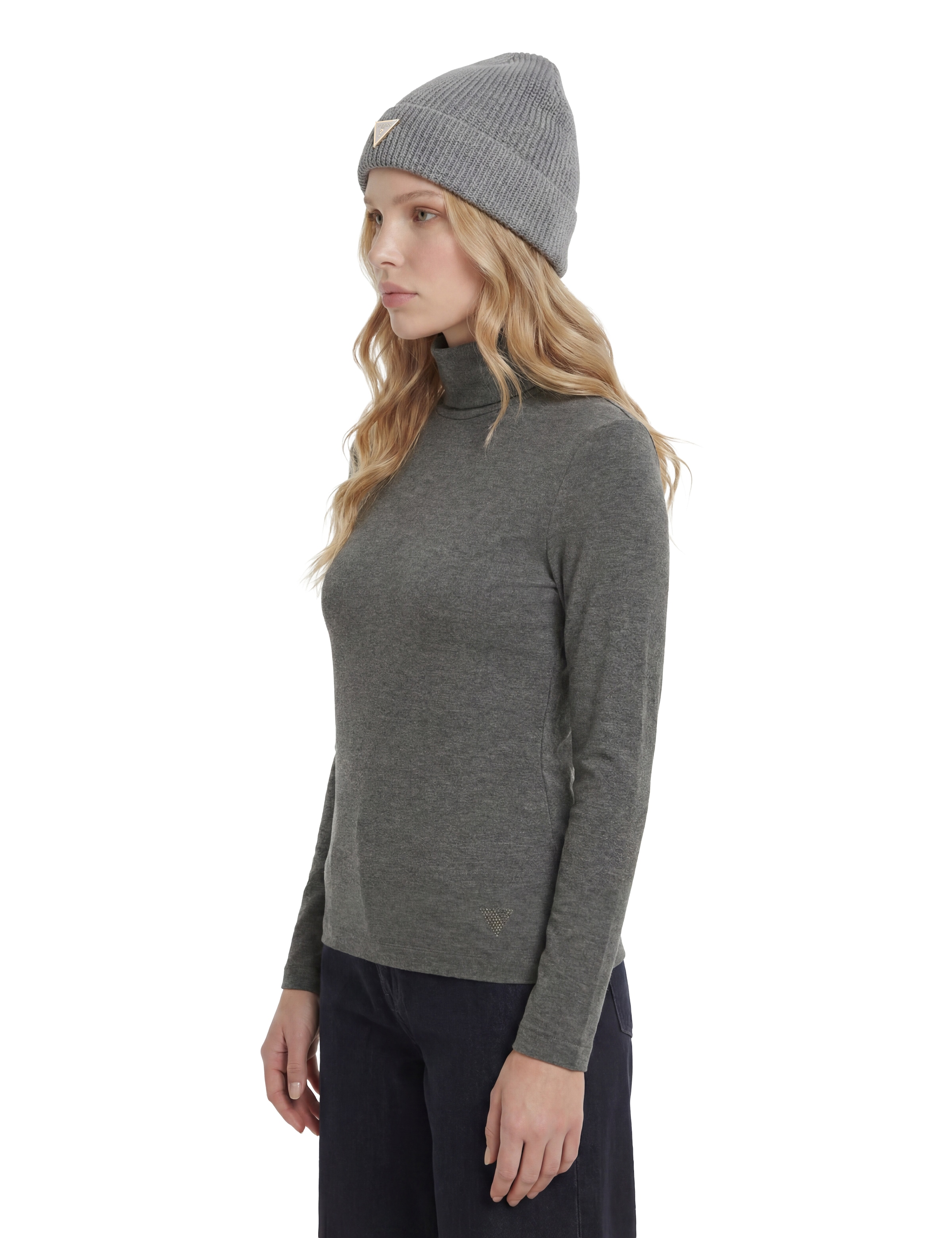 Guess Longsleeve »LS LICIA TURTLE NECK TOP« mit Rollkragen, Viskosemix