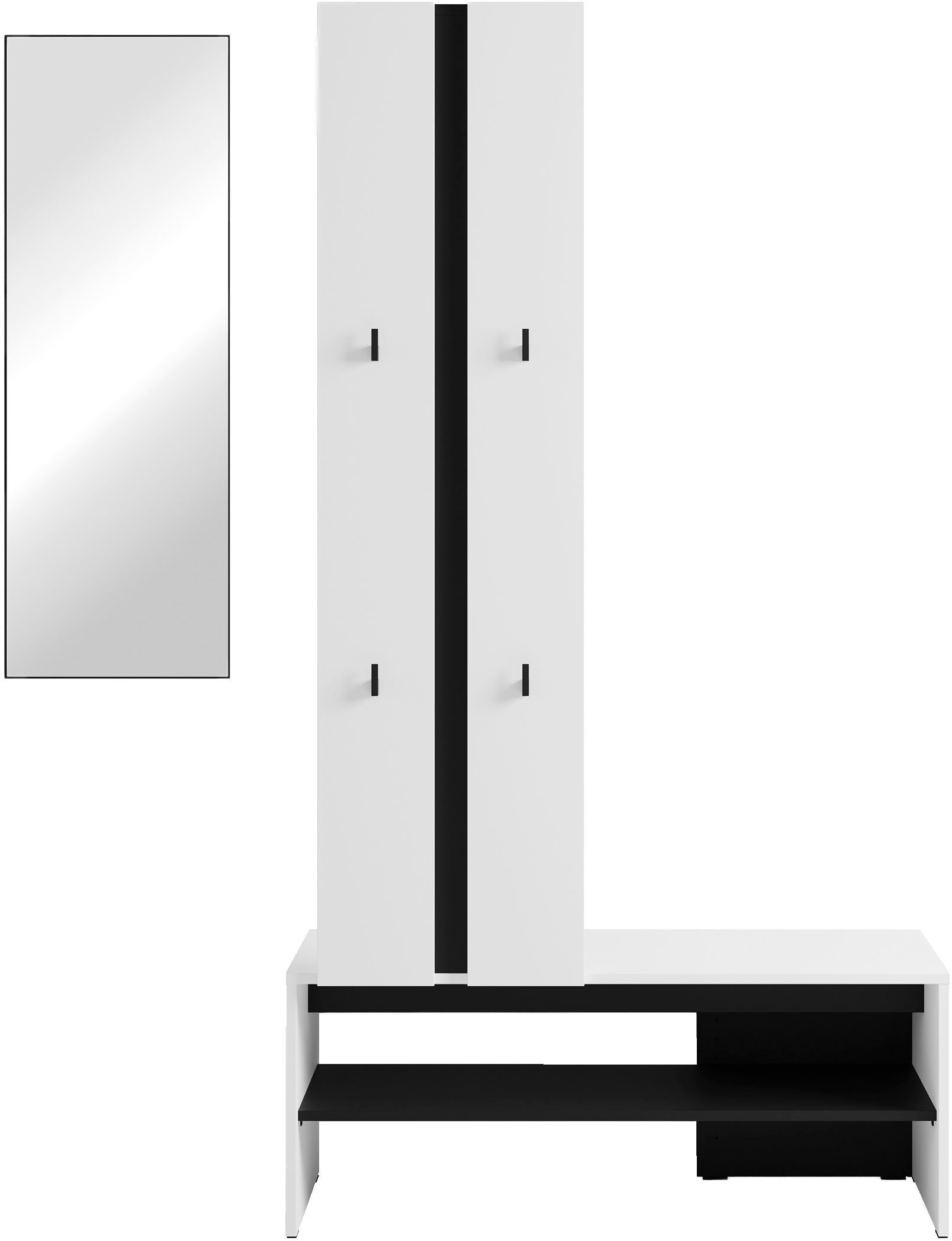 byLIVING Kompaktgarderobe »Dielen - Set Nante« 2 Stk. tlg. maximale Ordnung auf wenig Fläche mit Spiegel, Kleiderstange und Haken