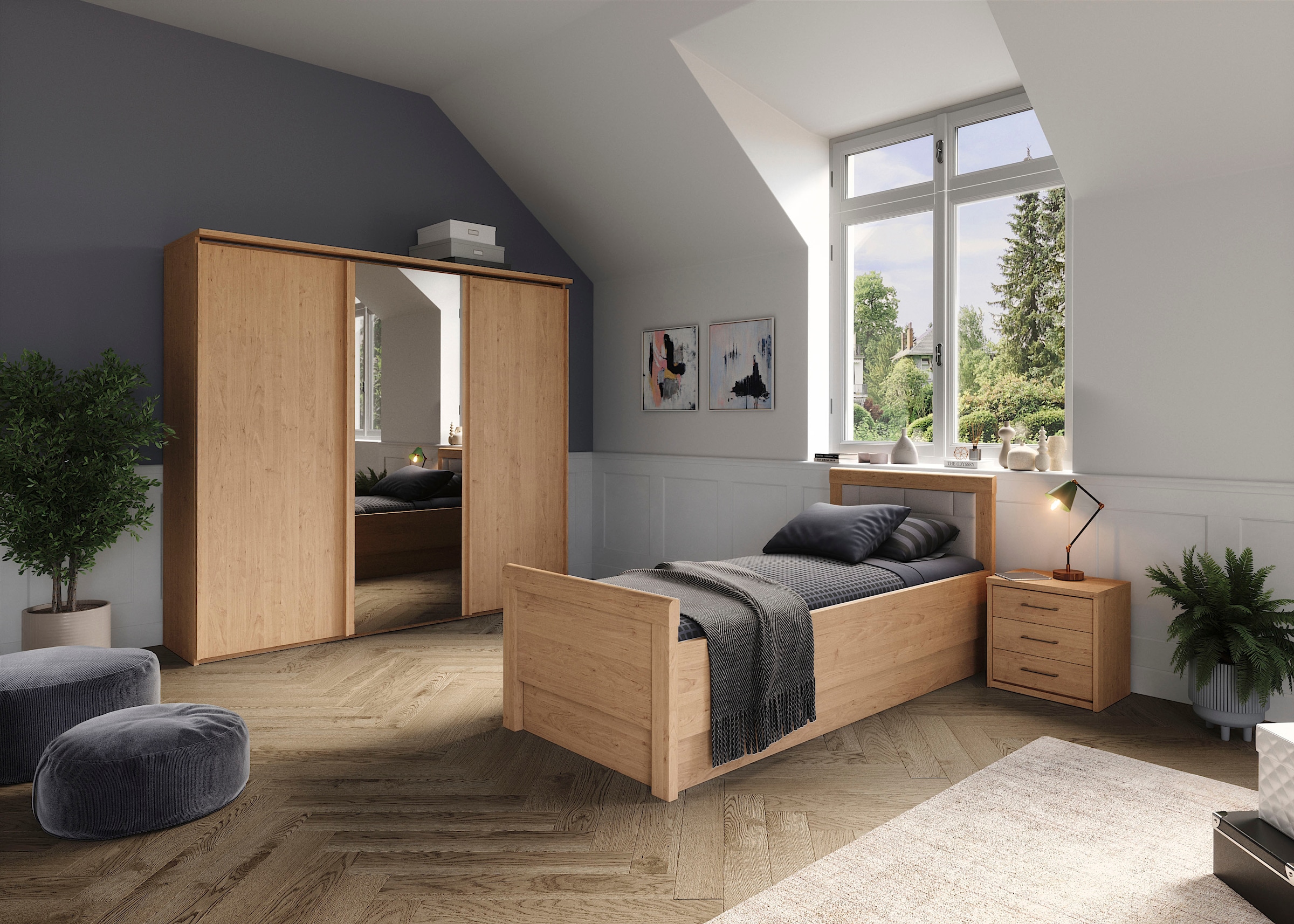 priess Einzelbett »Arnsberg Komfortbett mit flexibel höhenverstellbarer Liegefläche« gepolstertes Kopfteil, Made in Germany mit Blauem Engel und Goldenem M
