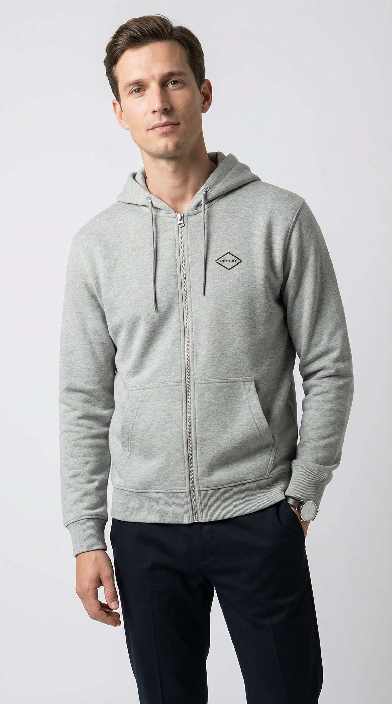 Replay Sweat à capuche en coton, coupe régulière