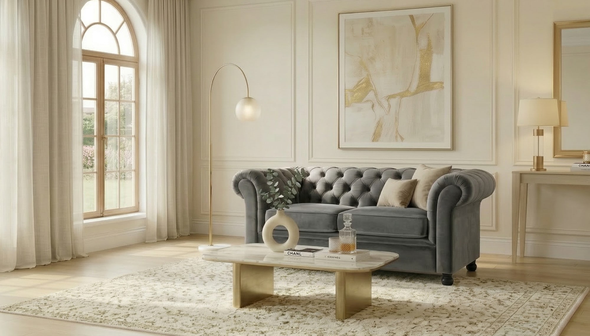 Home affaire 2-Sitzer »BRONNOY Chesterfield Sofa mit aufwendiger Knopfheftung, Breite 152 cm« Sofa mit geschwungenen Armlehnen, Chesterfield-Optik, Glamour