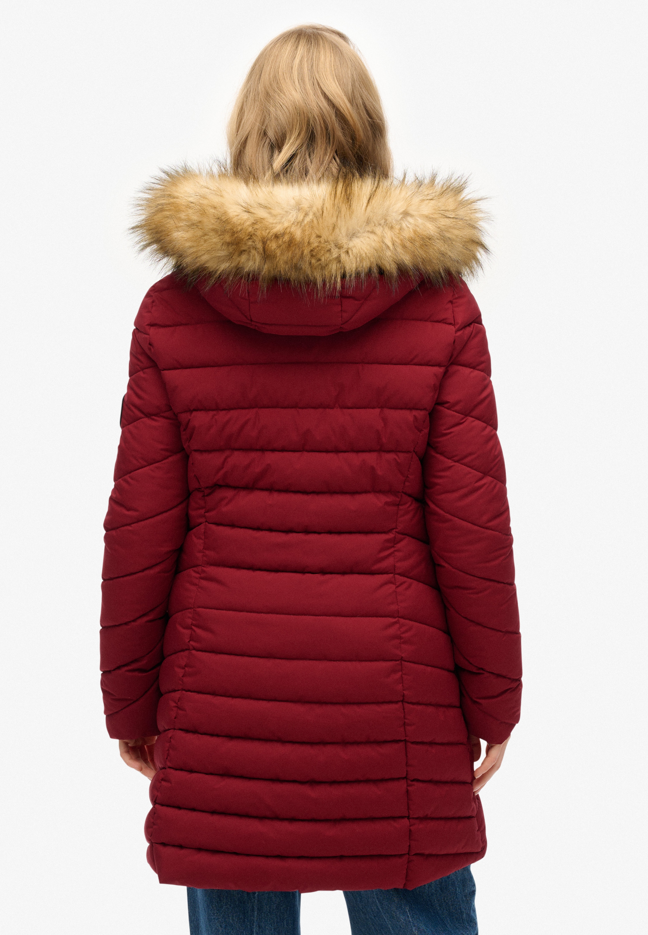 Superdry Veste matelassée »FUJI FAUX FUR HOOD MID LENGTH« mit Kapuze