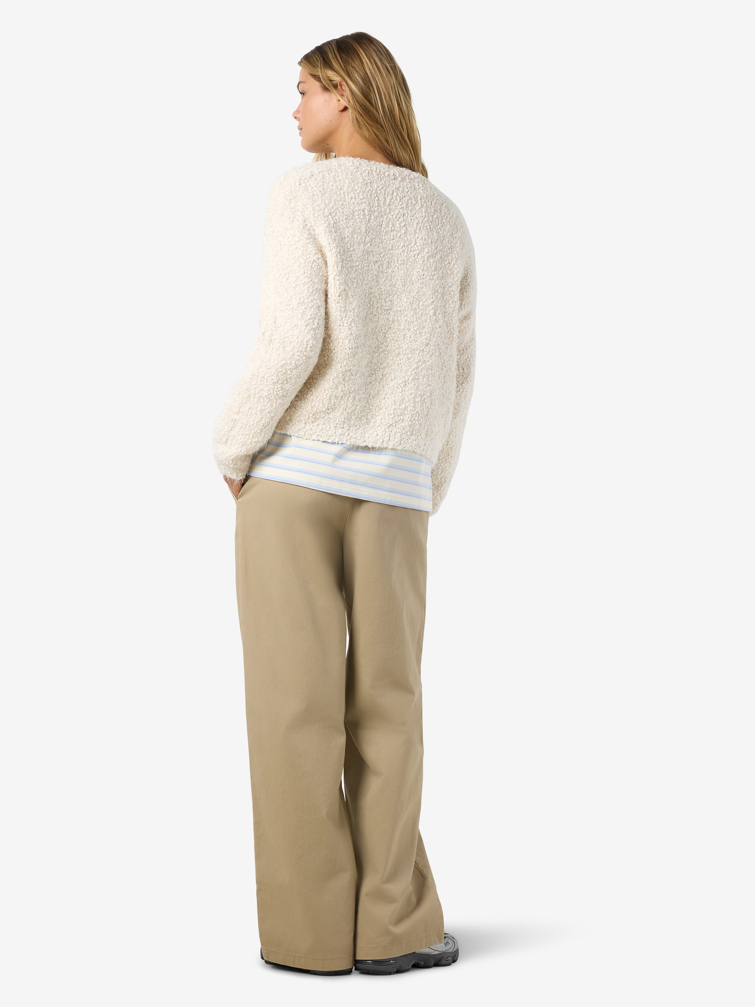 Noisy may Rundhalspullover »NMSASSY L/S O-NECK KNIT NOOS« Materialmix, relaxed fit