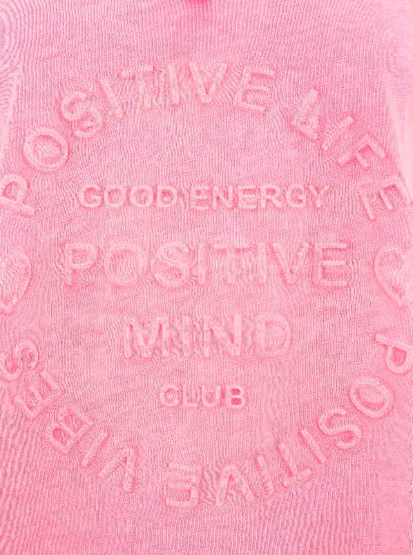 Zwillingsherz Kurzarmshirt »"Positive Mind Neonkante"« ausgefranste Kanten, V-Ausschnitt mit Neonkante, kurzarm, Stempeldruck