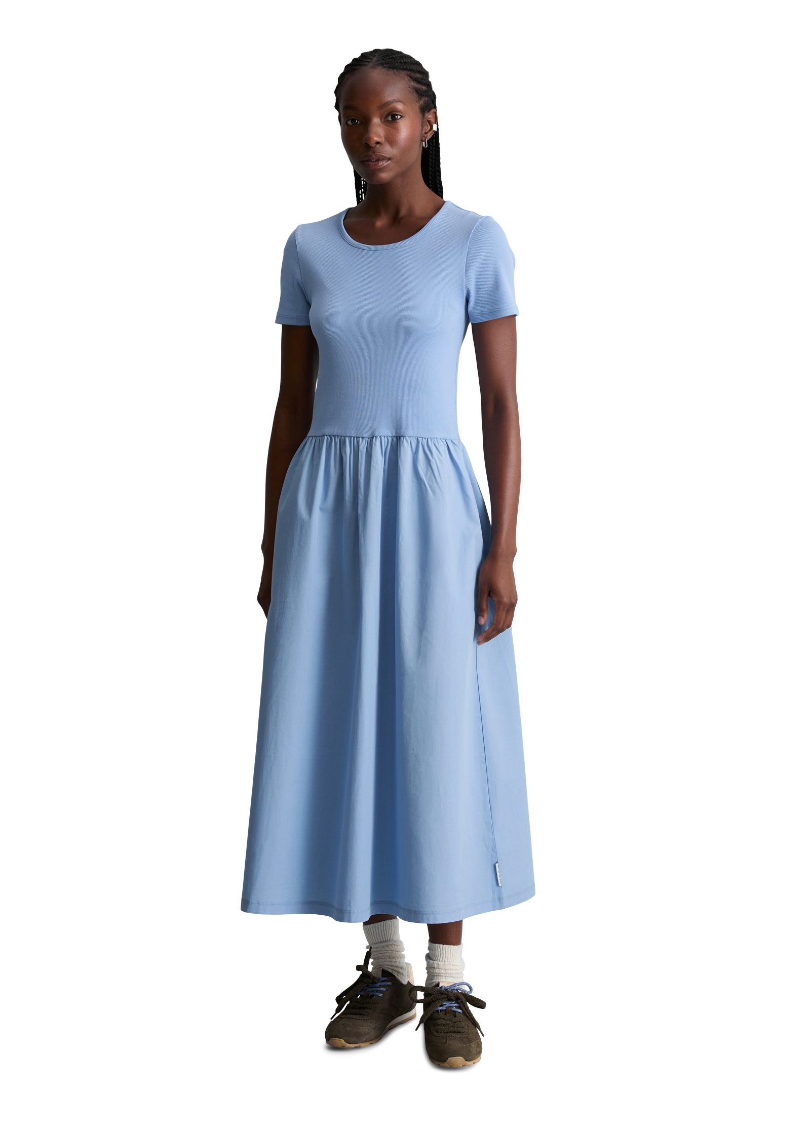 Marc O'Polo DENIM Robe en jersey Poches dans les coutures latérales évasé avec jupe en popeline de coton