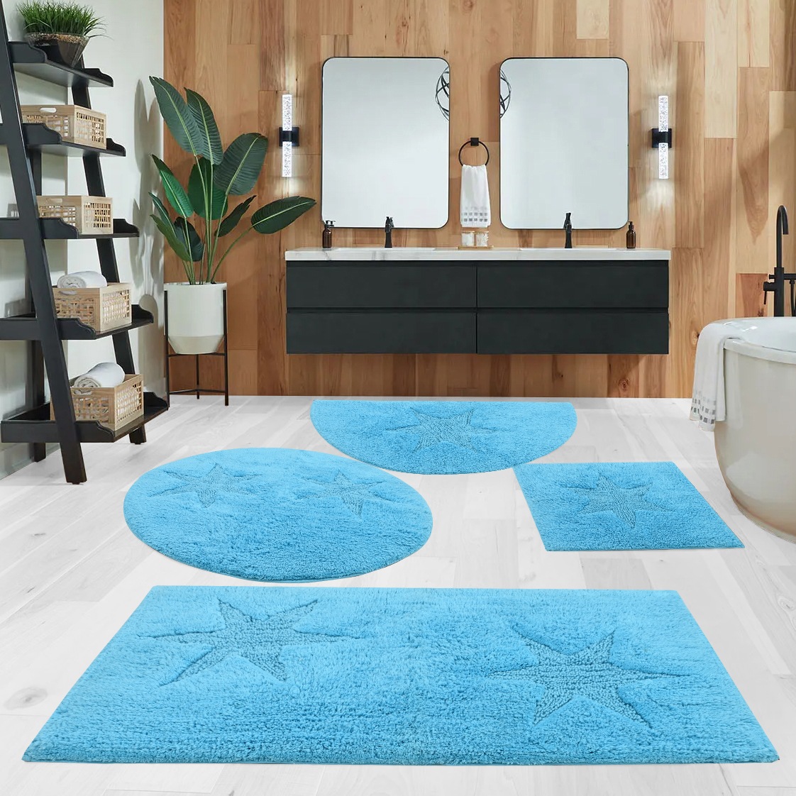 andas Badematte »Marie« Höhe 13 mm rutschhemmend beschichtet fussbodenheizungsgeeignet | strapazierfähig Badteppich, Stern Motiv, Hoch-Tief-Struktur, auch als Set