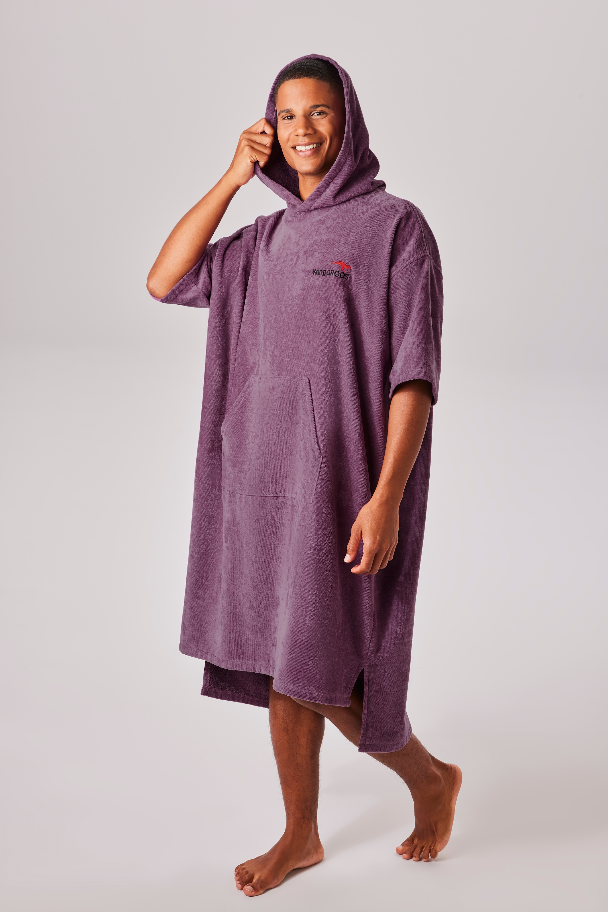 KangaROOS Poncho de bain »Summer, ideal für Sauna, Spa & im Urlaub, Damen & Herren« 1 cuis Surfponcho, mit Bauchtasche, 100% Baumwolle, Frottee