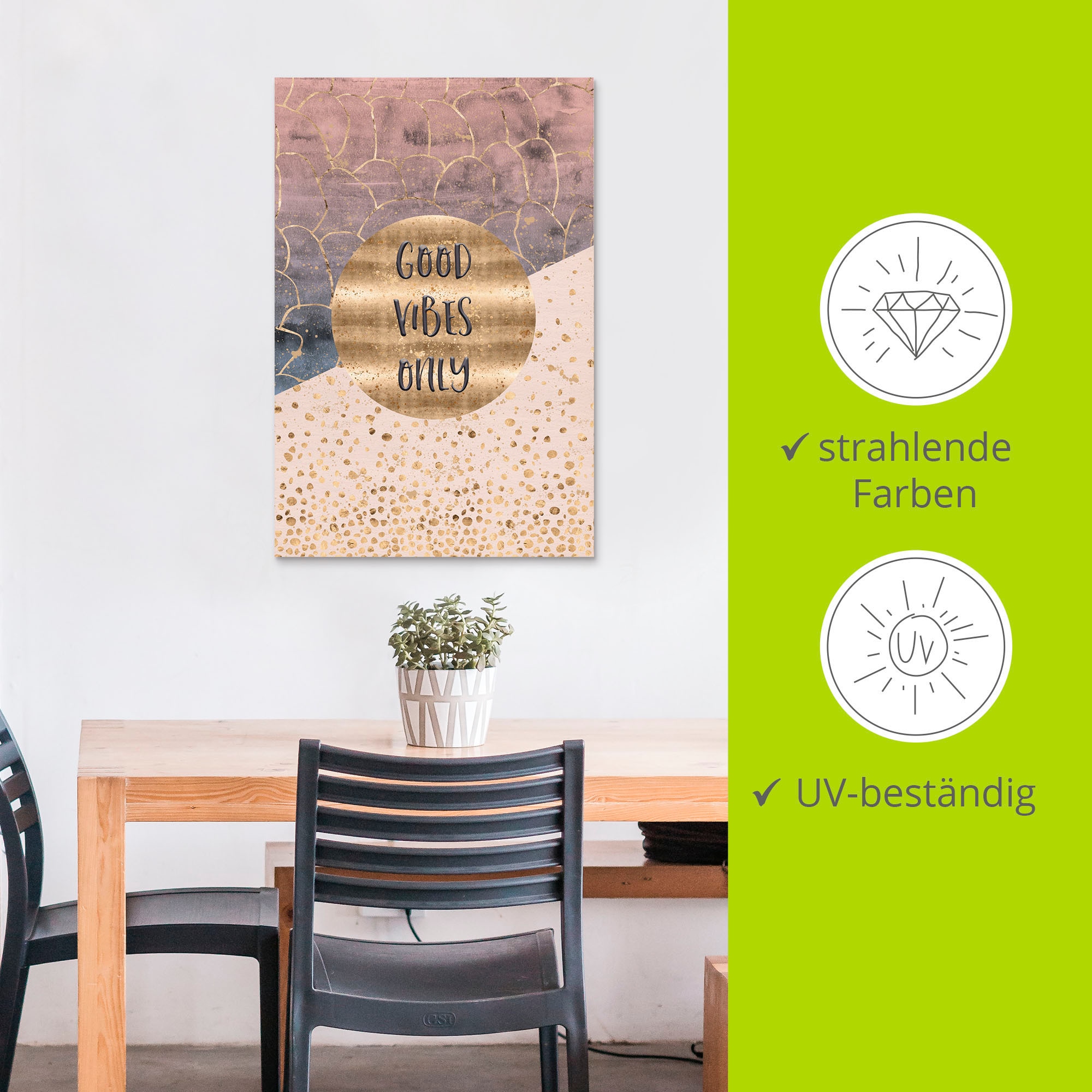 Artland Impression alu-dibond »Nur gute Schwingungen« 1 cuis tlg. für Innen- und Aussenbereich geeignet, Outdoorbild