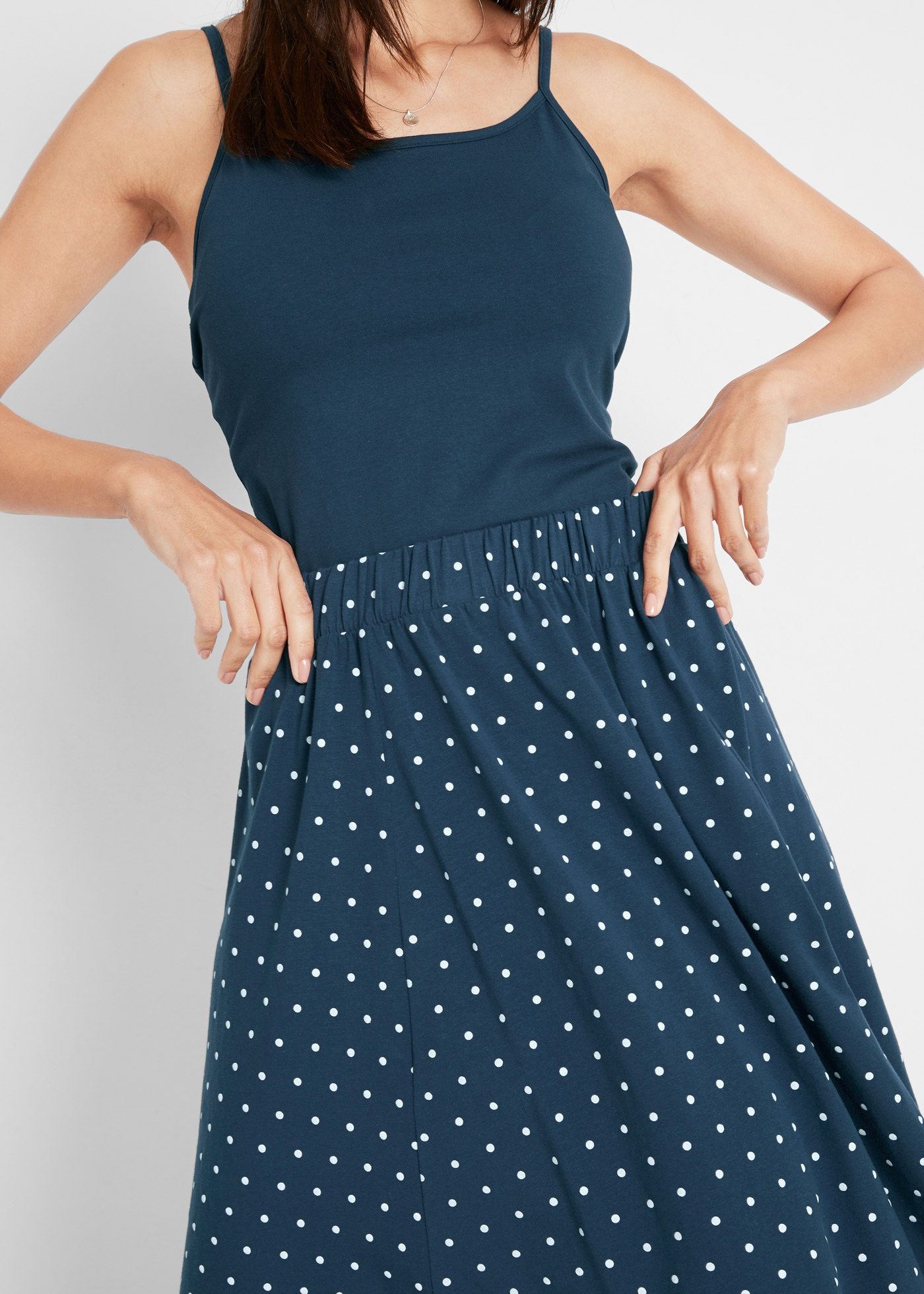 bonprix Jerseyrock Packung, 2, 2 Stk. aus Baumwollmischung, A-Linie Passform, mit Gummizug