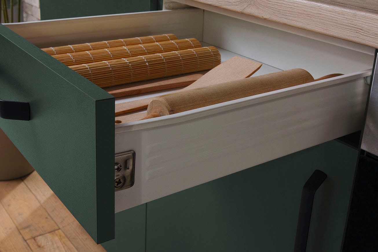 wiho Küchen Küchenzeile »"Simi", mit verstellbaren Füssen, Breite 280 cm,« wahlweise mit E-Geräten, Soft-Close-Funktion in Schubkästen & Auszügen