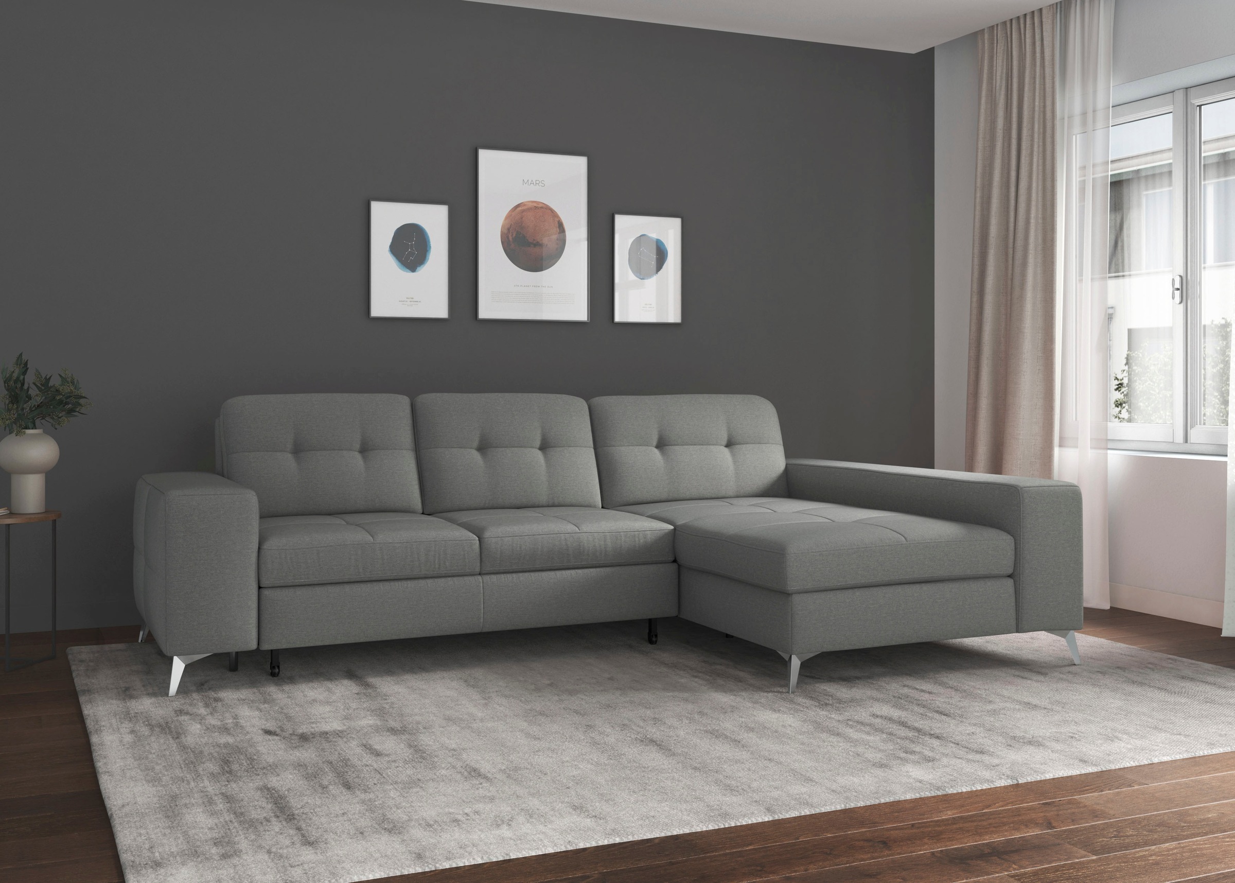 sit&more Ecksofa »Baviene L-Form« inklusive Sitztiefenverstellung und Federkern, wahlweise Bettfunktion