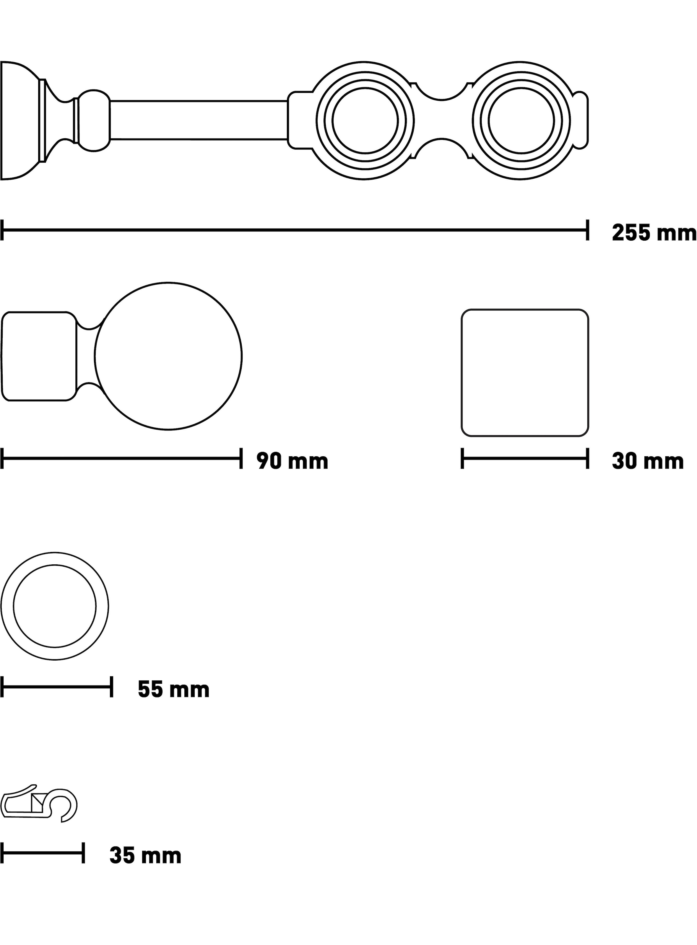SN DECO GROUP Tringle à rideaux »Giro« 2 läufig-läufig Fixmass 28 mm, Holz, verschiedene Längen und Farben, Komplettset