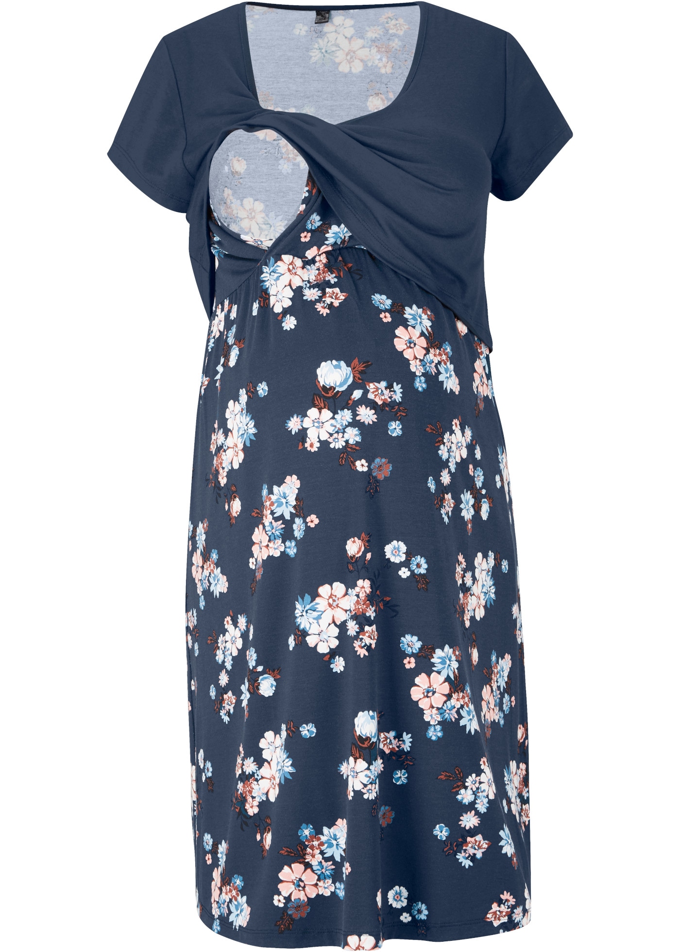 bonprix Robe de maternité en viscose stretch, avec doubles couches pour l'allaitement