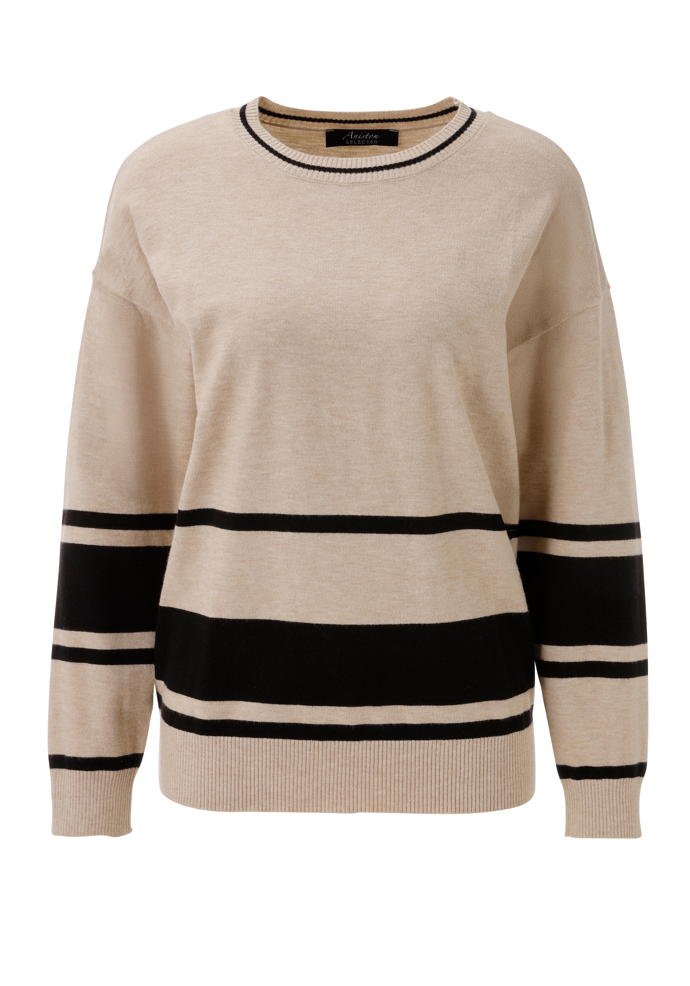 Aniston SELECTED Strickpullover Kombination aus breiter und schmaler Ringelmusterung - NEUE KOLLEKTION