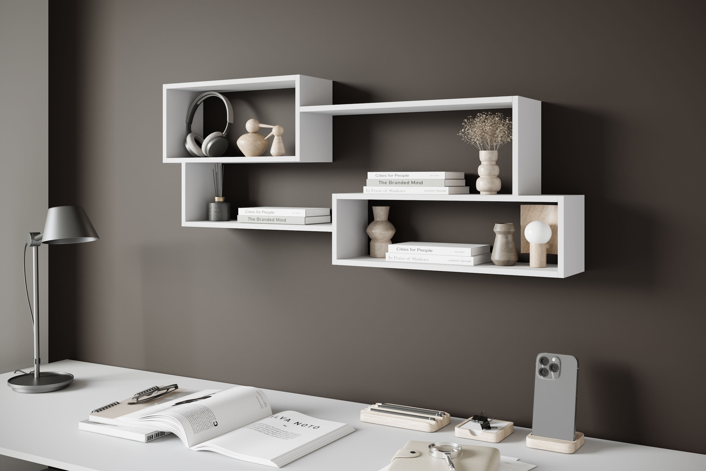 Home affaire Tableau mural »Wandregal Trio« 1 cuis tlg. idéal comme étagère à livres, étagère déco ou rangement au bureau