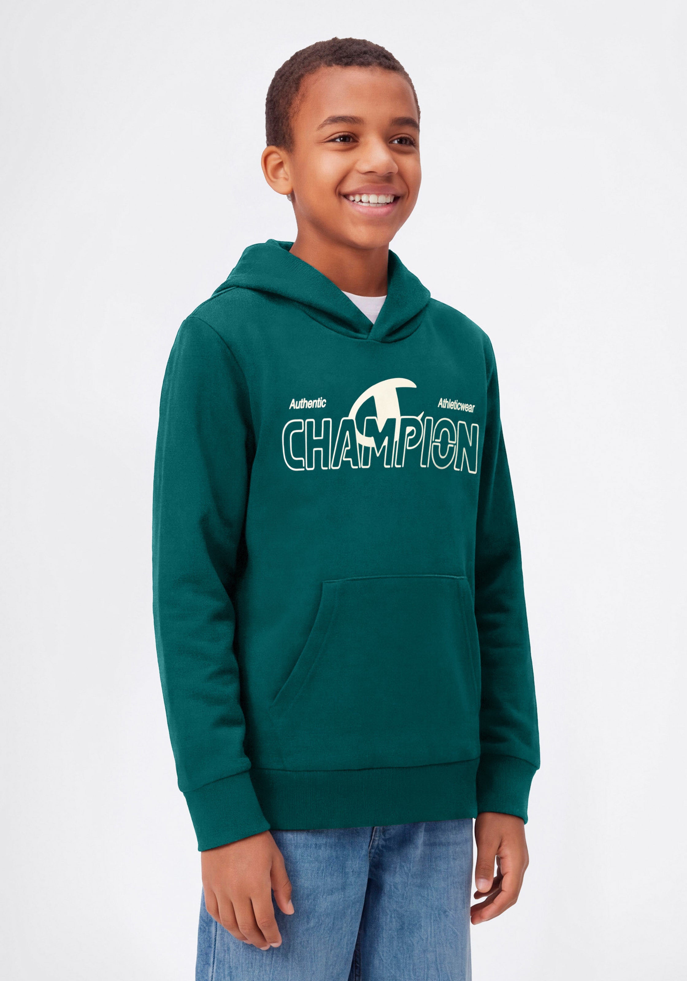 Champion Kapuzensweatshirt »Graphic Terry Hoodie«, für Kinder, sportlicher Stil, mit Kapuze, bequemer Schnitt
