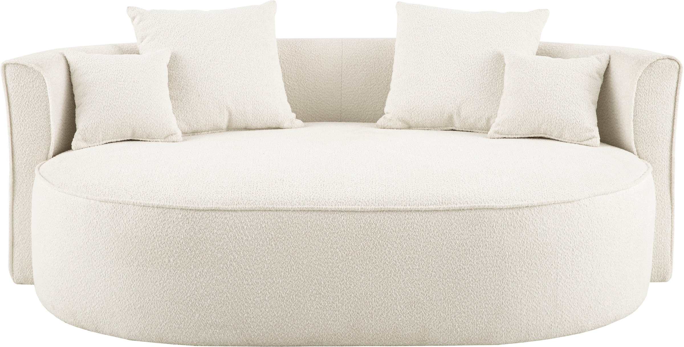 LeGer Home by Lena Gercke 2,5-Sitzer »ISALIE Bouclé, rundes Loungesofa, mit Kissen, perfekt gepolstert« moderne Stoffe, mit 4 Zierkissen, extra grosse Sitzfläche