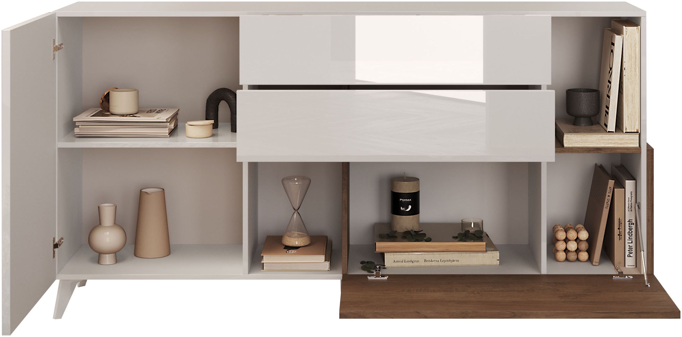 INOSIGN Sideboard »Monaco in Breite 181 cm, Anrichte mit Tür, Klappe und 2 Schubkästen« Stauraumschrank – sanftes Schliessen, edles Design, viel Platz
