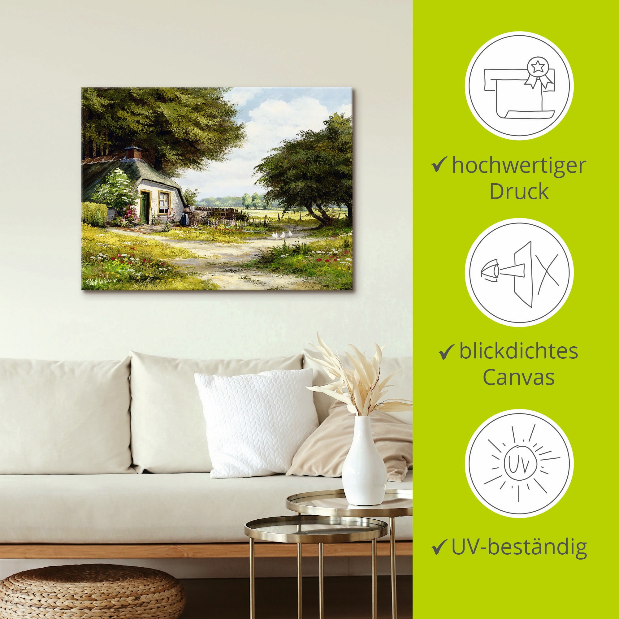 Artland Leinwandbild »Bauernhaus« Garten 1 Stk. tlg. auf Holzrahmen gespannt