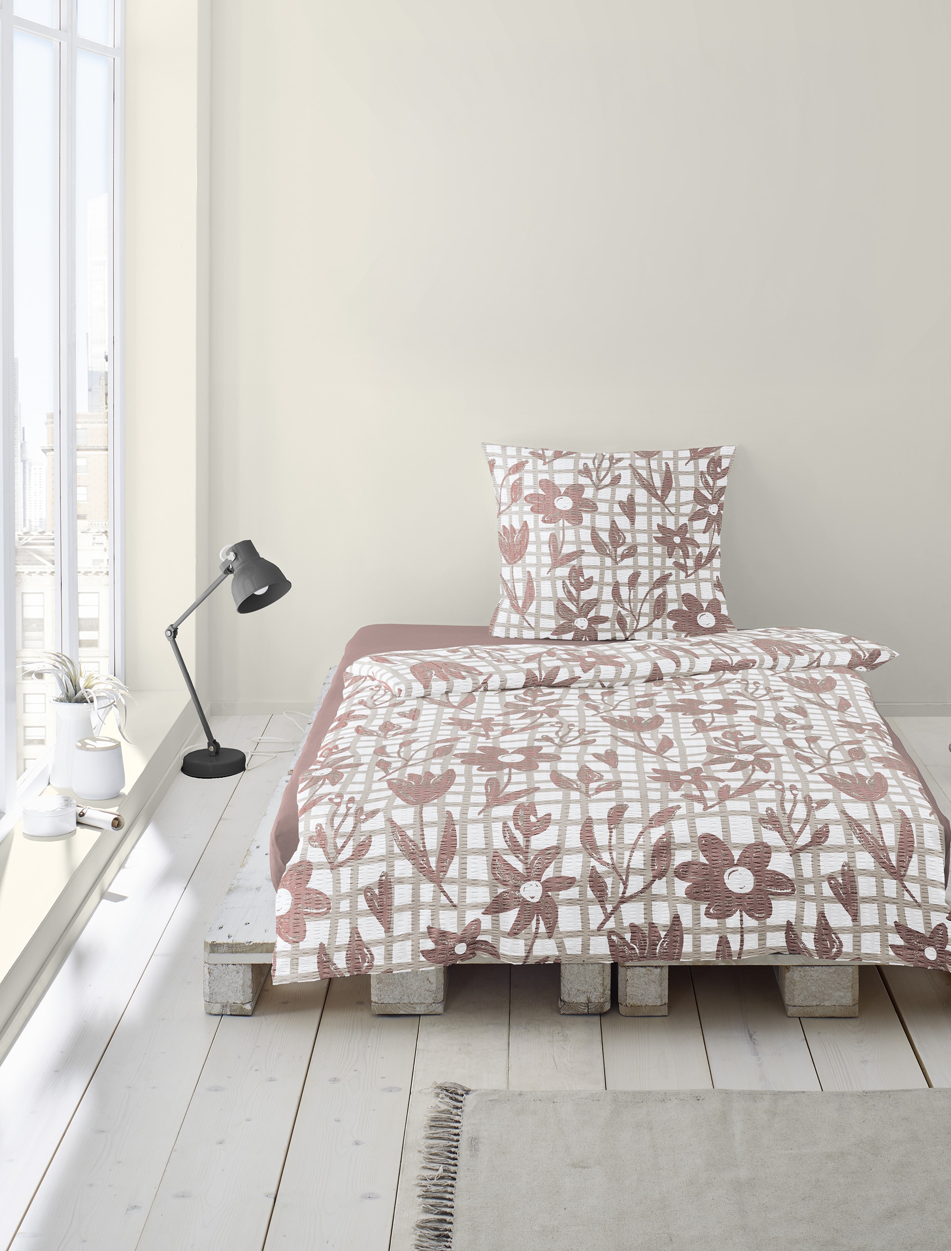 BIERBAUM Bettwäsche »Bettwäsche 4185« 2 Seersucker, 100  % Baumwolle, pflegeleicht, bügelfrei, kühlend