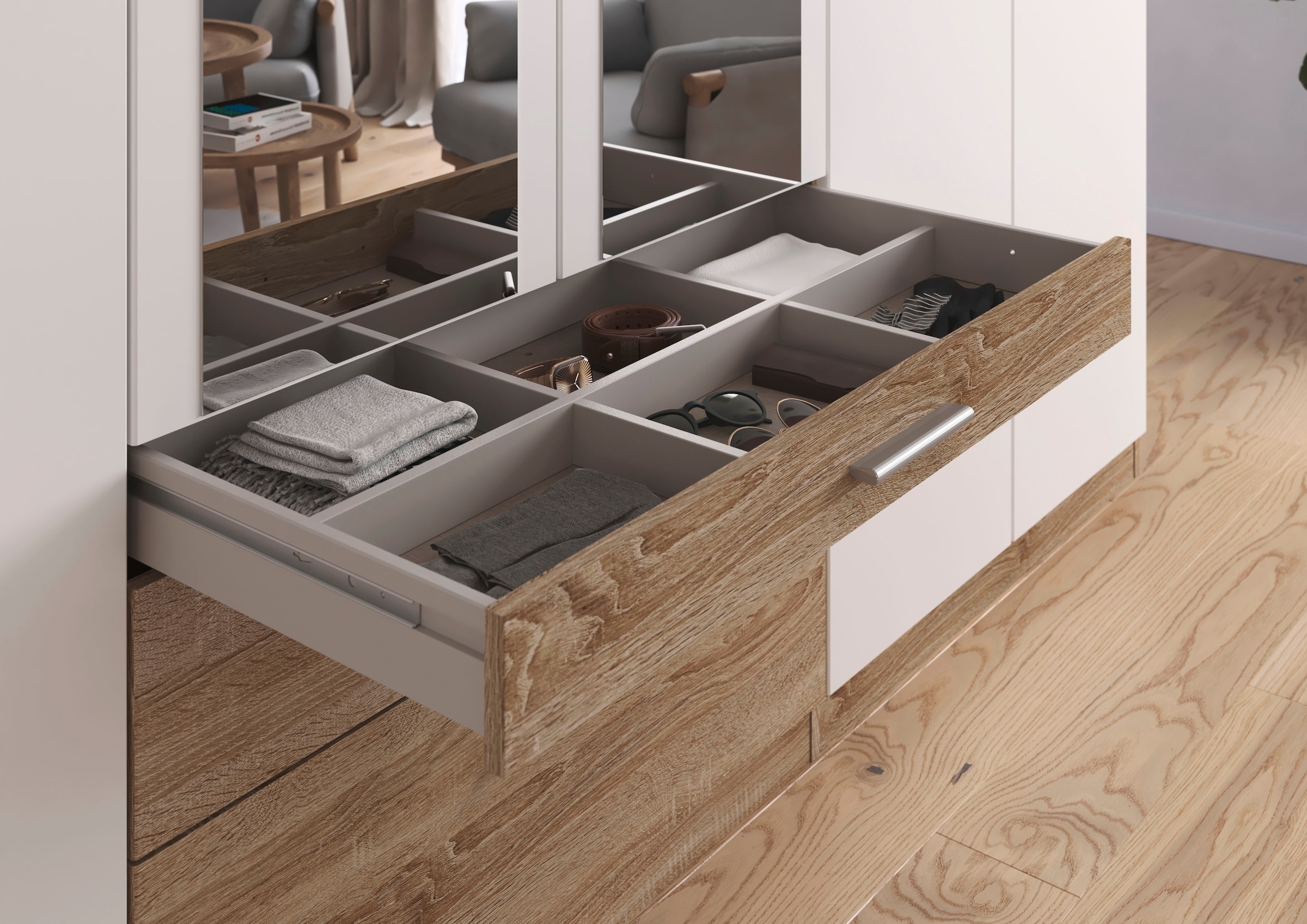rauch Armoires à vêtements »Schrank Drehtürenschrank Garderobe Ankleide Schlafzimmer HILDESHEIM« Largeurs : 185/275 cm, hauteur 231 cm,  tiroir supérieur avec compartiments pratiques MADE IN GERMANY