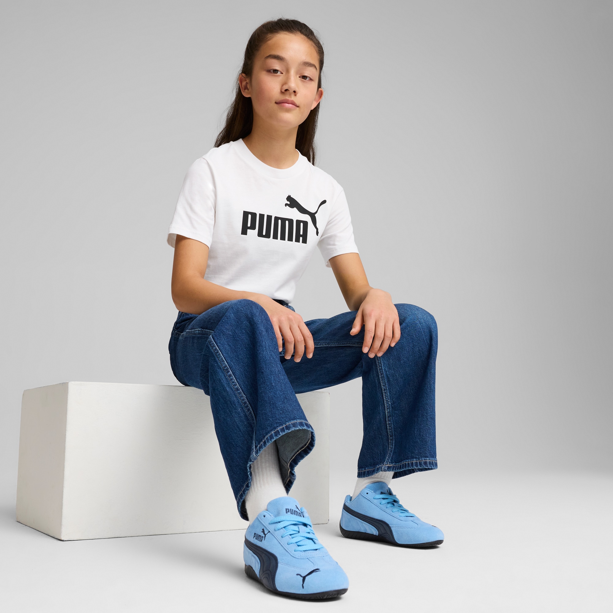 PUMA T-Shirt »ESS NO 1 LOGO TEE G« Regular Fit, Kurzarm, mit Kapuze, mit Logodruck