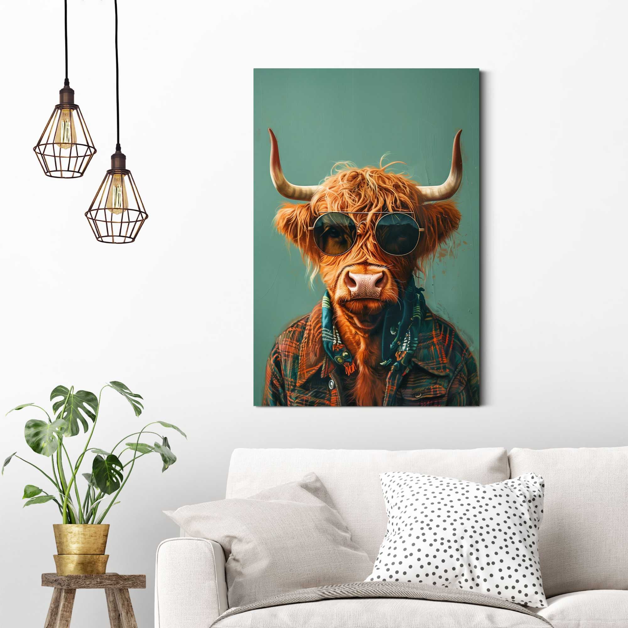 Reinders! Deco-Panel »Gekleidete Kuh« Wohnzimmer - Mehrfarbig - MDF - Tiere - 60x90 cm