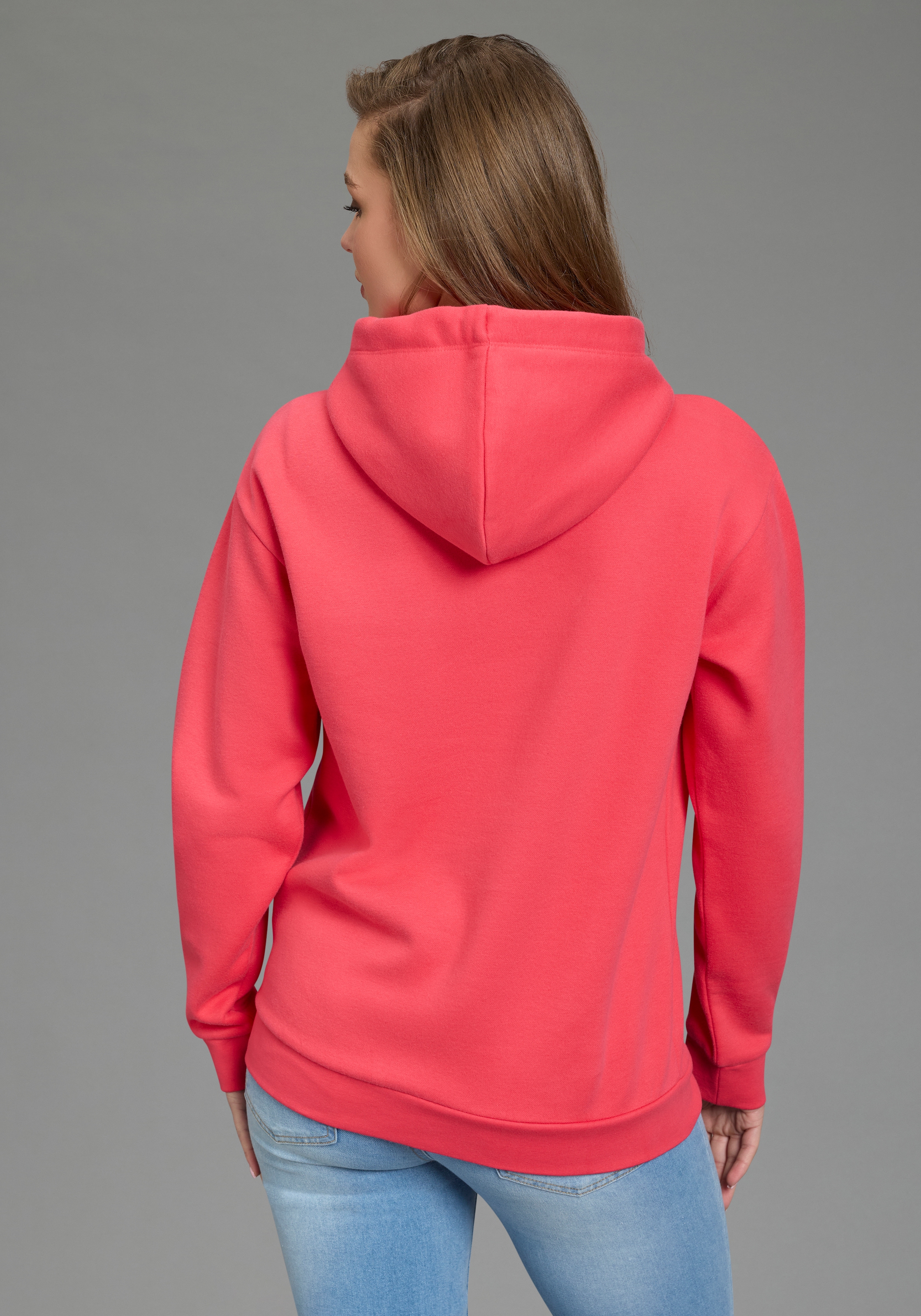 DELMAO Sweat à capuche , Weiche Baumwollmischung mit Kängurutasche und bedruckter Kordel
