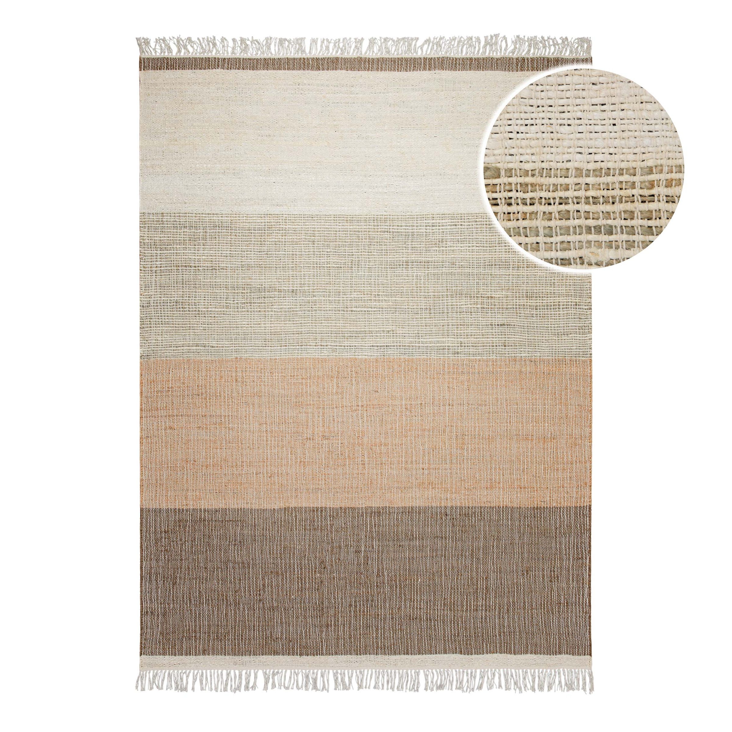 GOODproduct Teppich »Dallin« rechteckig 4 mm Höhe 80% Jute, handgewebt, mit Fransen, Wohnzimmer, Naturfaser