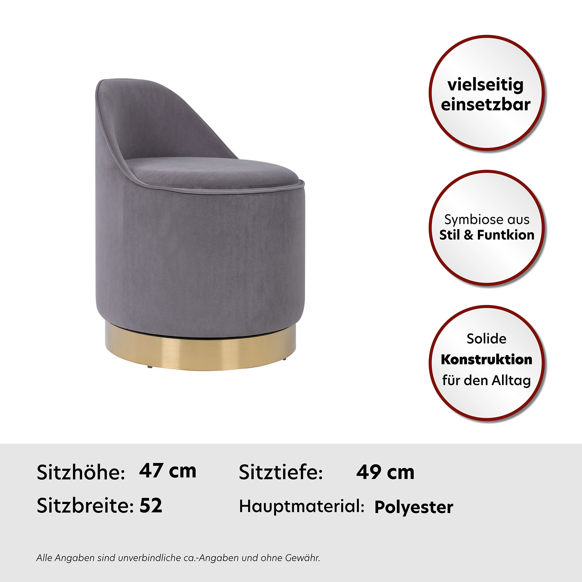 Kayoom Fauteuil »Drehhocker Viktor 125,Drehhocker in modernem Design,Stauraum im Innere« 1 cuis tlg. drehbarer Sockel, mit Stauraum, komfortable Rückenstütze