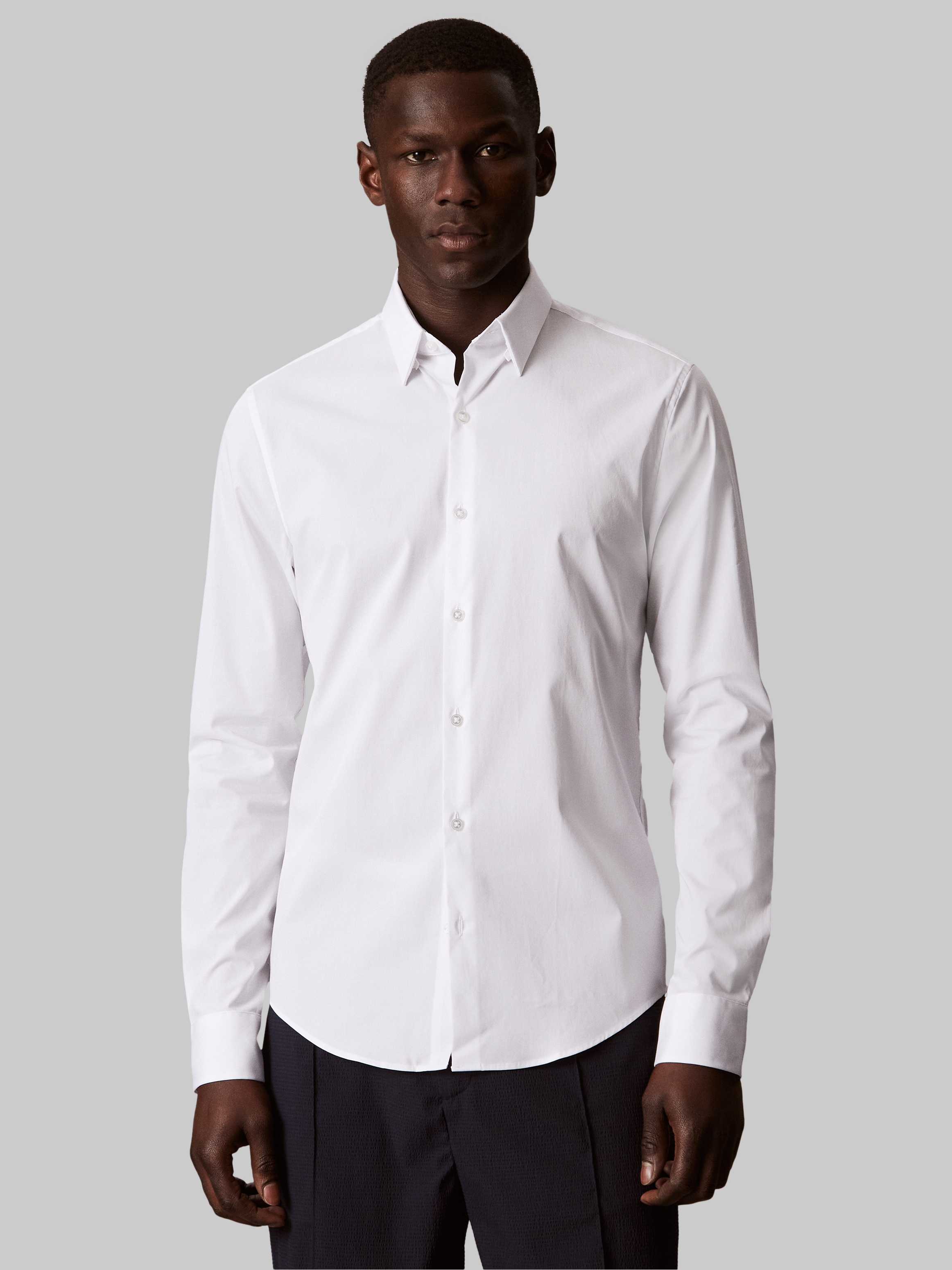 Calvin Klein Businesshemd »XSLIM ESNTL POPLIN NOS STR SLD« Mit Rundhalsausschnitt