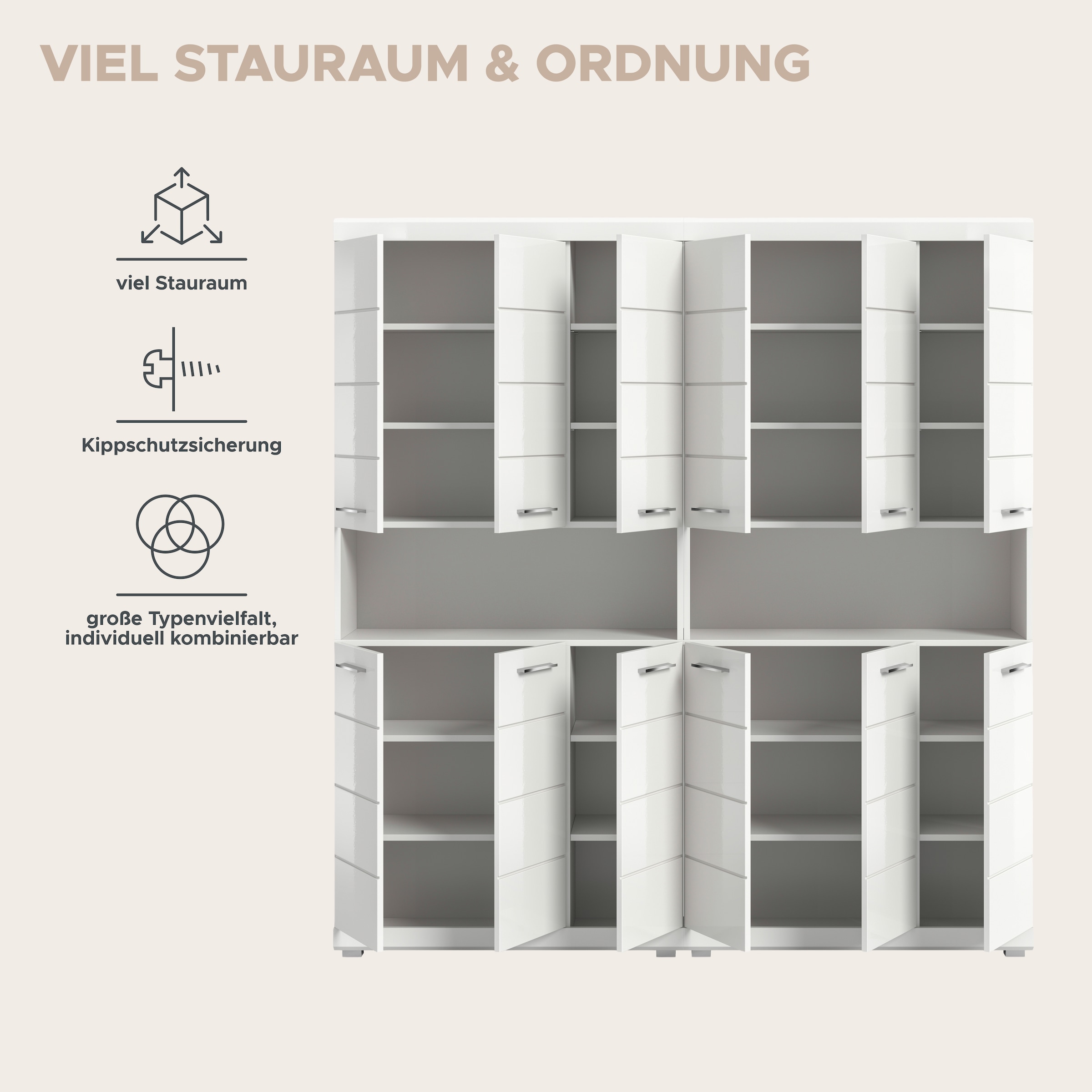 welltime Badmöbel-Set »SIENA, 2-teilig, bestehend aus: 2x Hochschrank, MDF-Front«