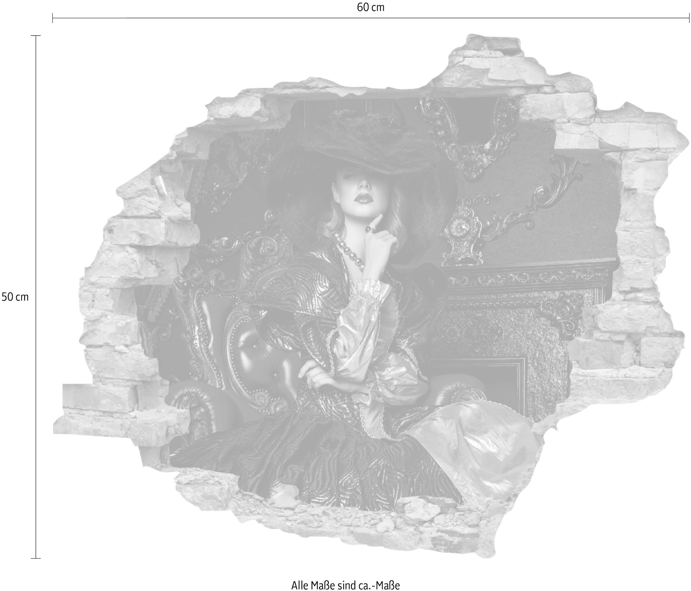 queence Wandtattoo »Frau« Wandsticker, Wandbild, selbstklebend, 3D, Wanddurchbruch