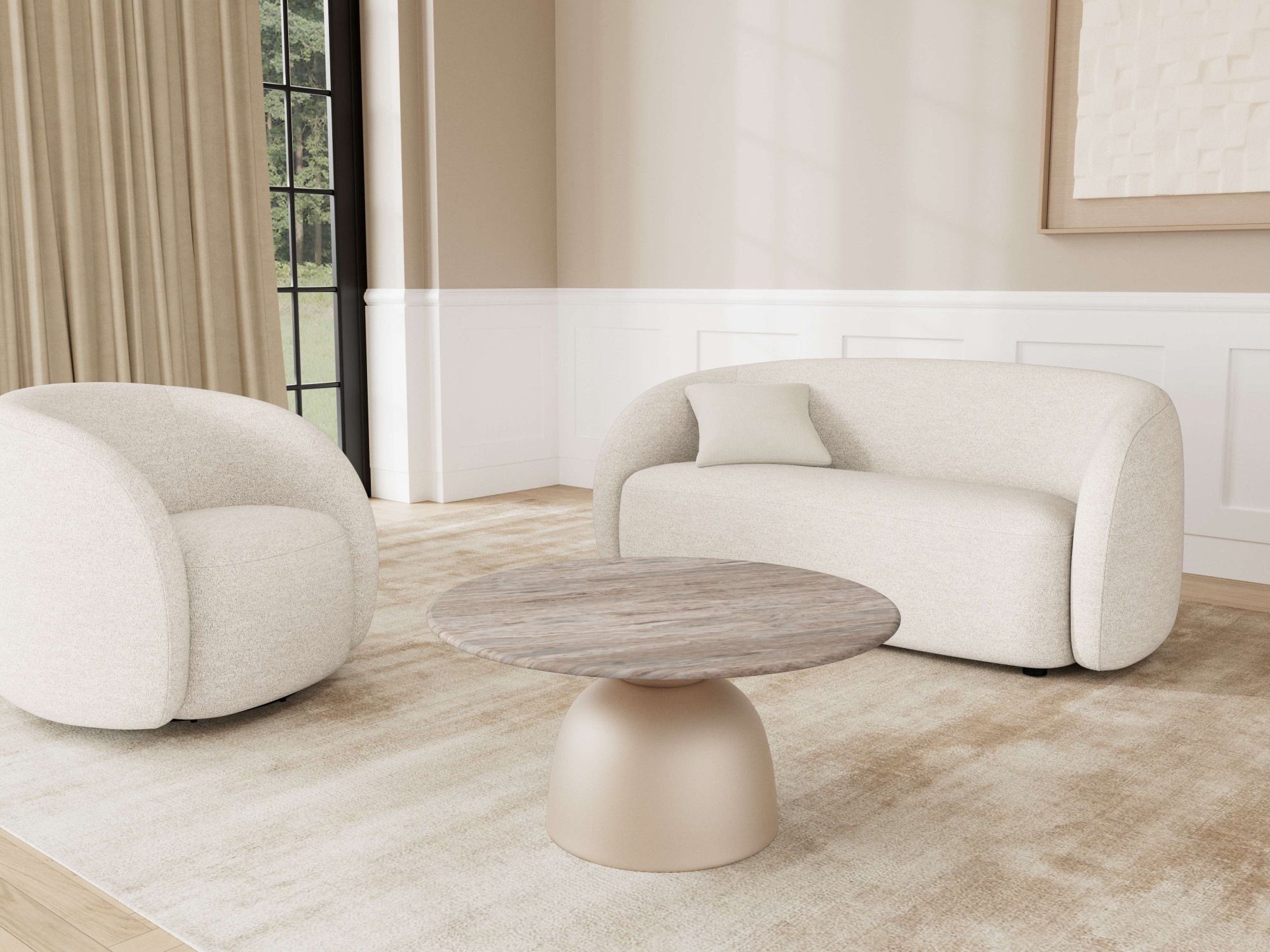 ACTONA GROUP Table basse »Ferrol, Tisch, Beistelltisch« gris, marbre, colonne, 80x42cm
