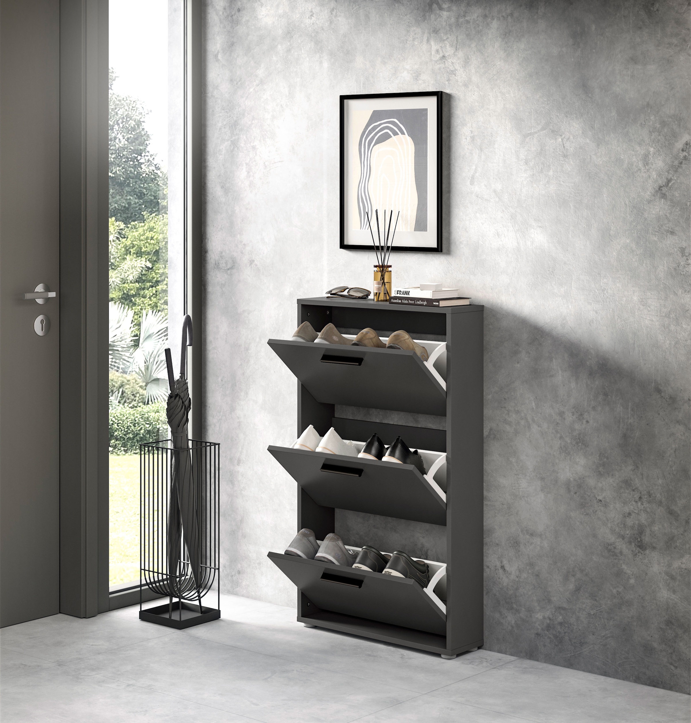 HBZ Schuhkipper »Sam Schuhkipper, Schuhschrank BxHxT 59x103x17 cm« 1 Stk. tlg. Schuhkipper, Schuhschrank mit 3 Klappen, BxHxT 59x103x17cm