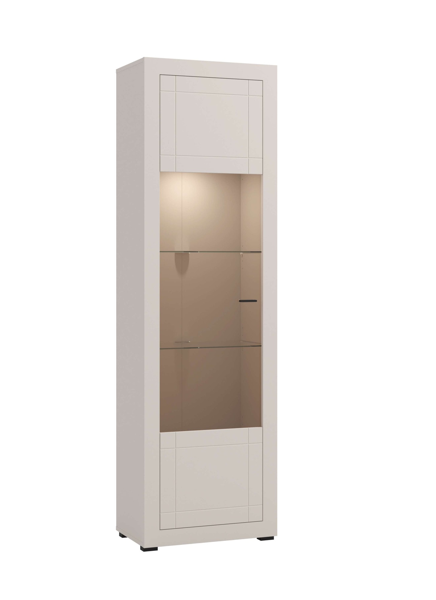 Home affaire Vitrines »Essex Vitrinenschrank, Glasschrank, Standvitrine, Highboard/Sideboard« Präzise Heissfolienprägung, Metallgriff, Eleganter Glasboden