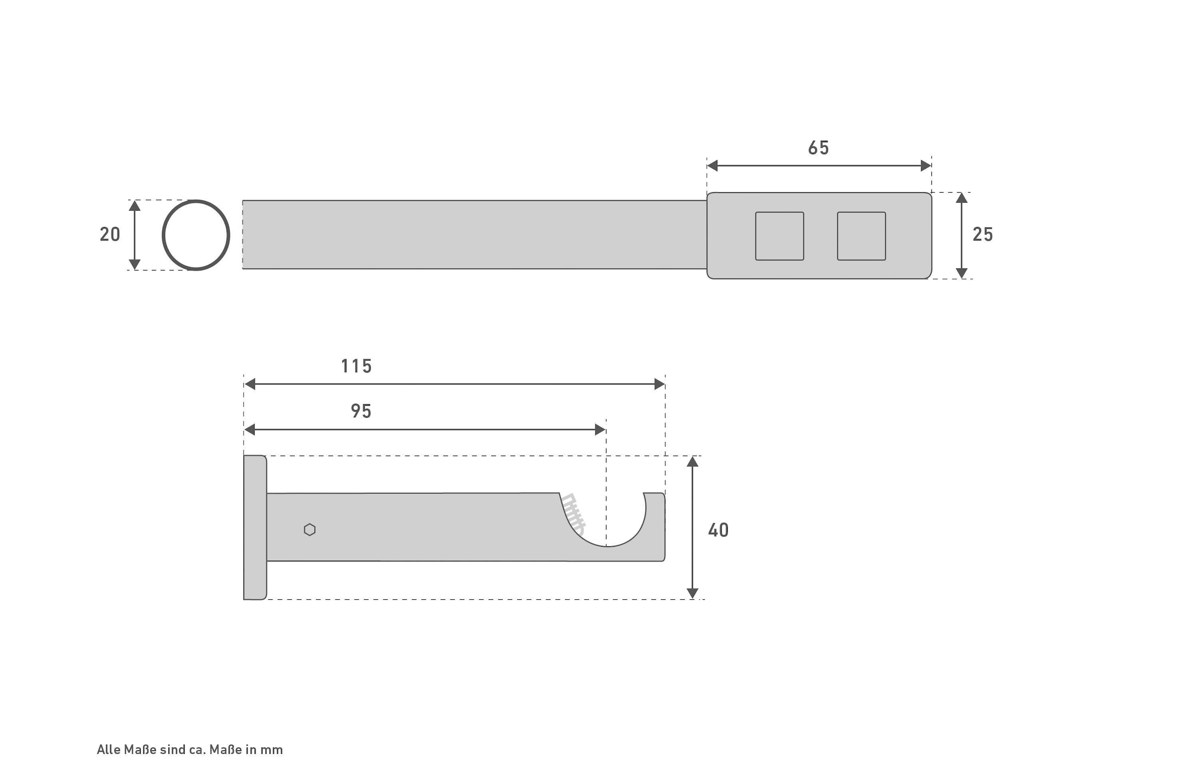 Good Life Tringle à rideaux »Cartucho« Ø 20 mm 1 läufig-läufig Fixmass