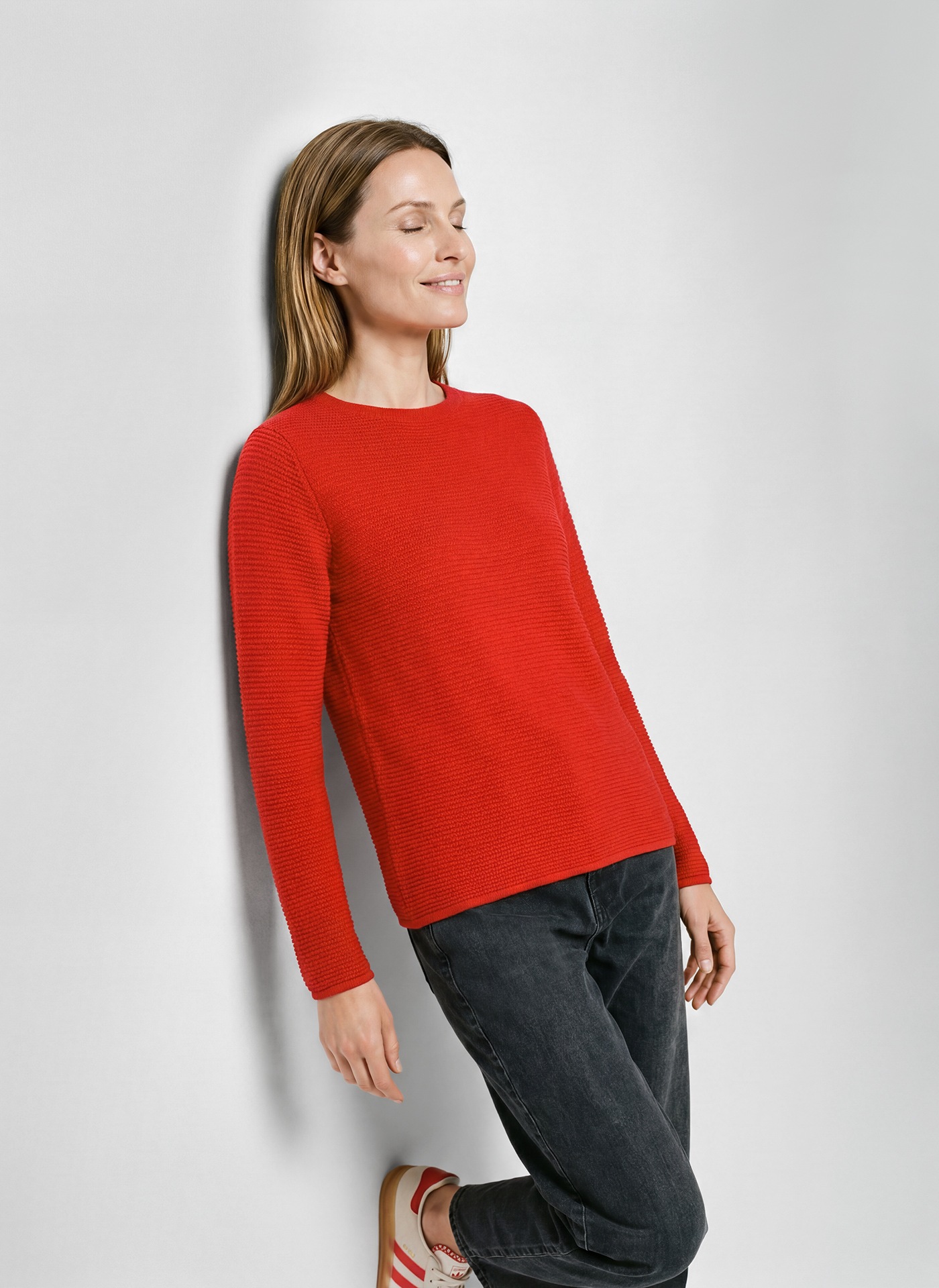Rabe Pull en tricot avec texture fine / col rond