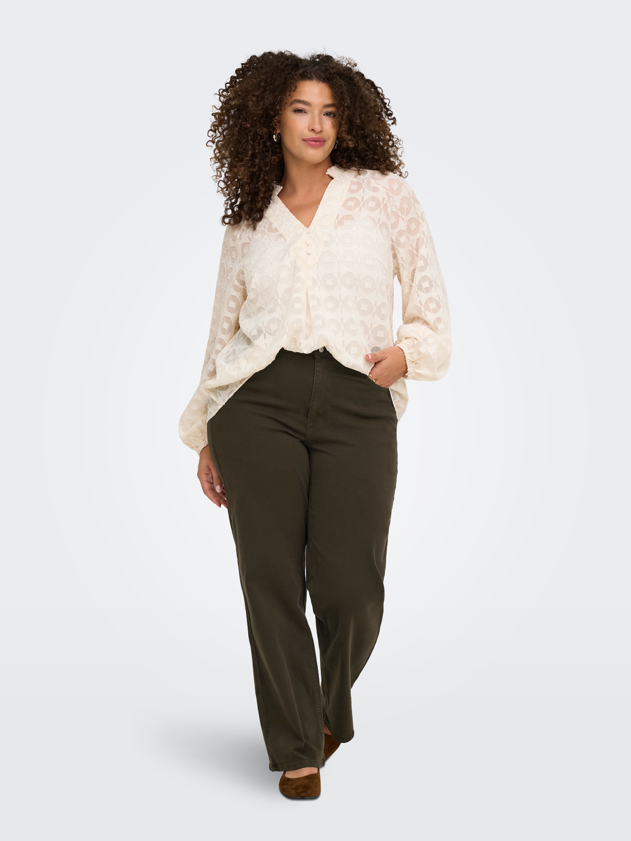 ONLY CARMAKOMA Jeans taille haute »CARWILLY HW WIDE COL CRO11« mélange coton, taille haute