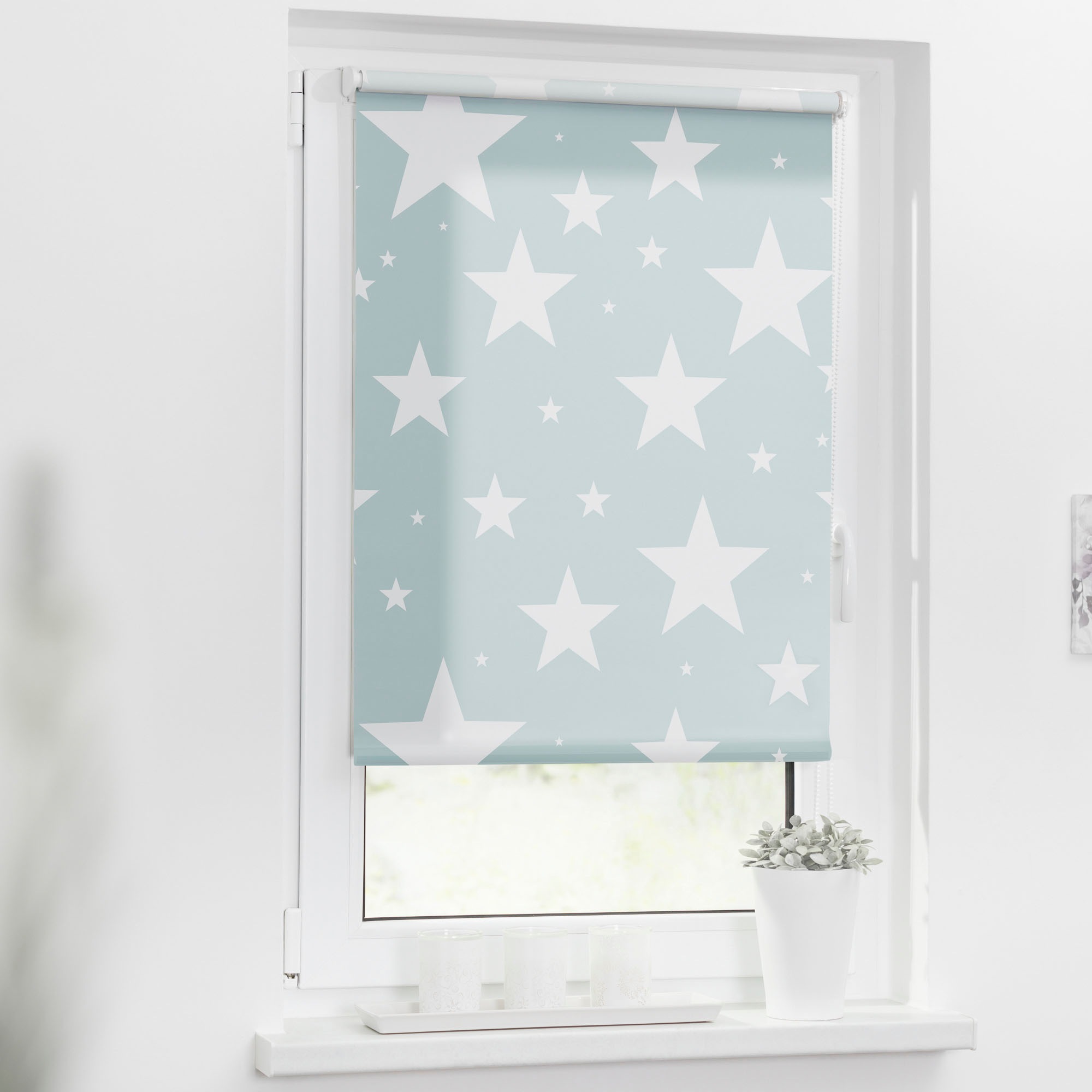 LICHTBLICK ORIGINAL Seitenzugrollo »Rollo Klemmfix, ohne Bohren, blickdicht, Sterne« blickdicht Blendschutz | Sichtschutz freihängend