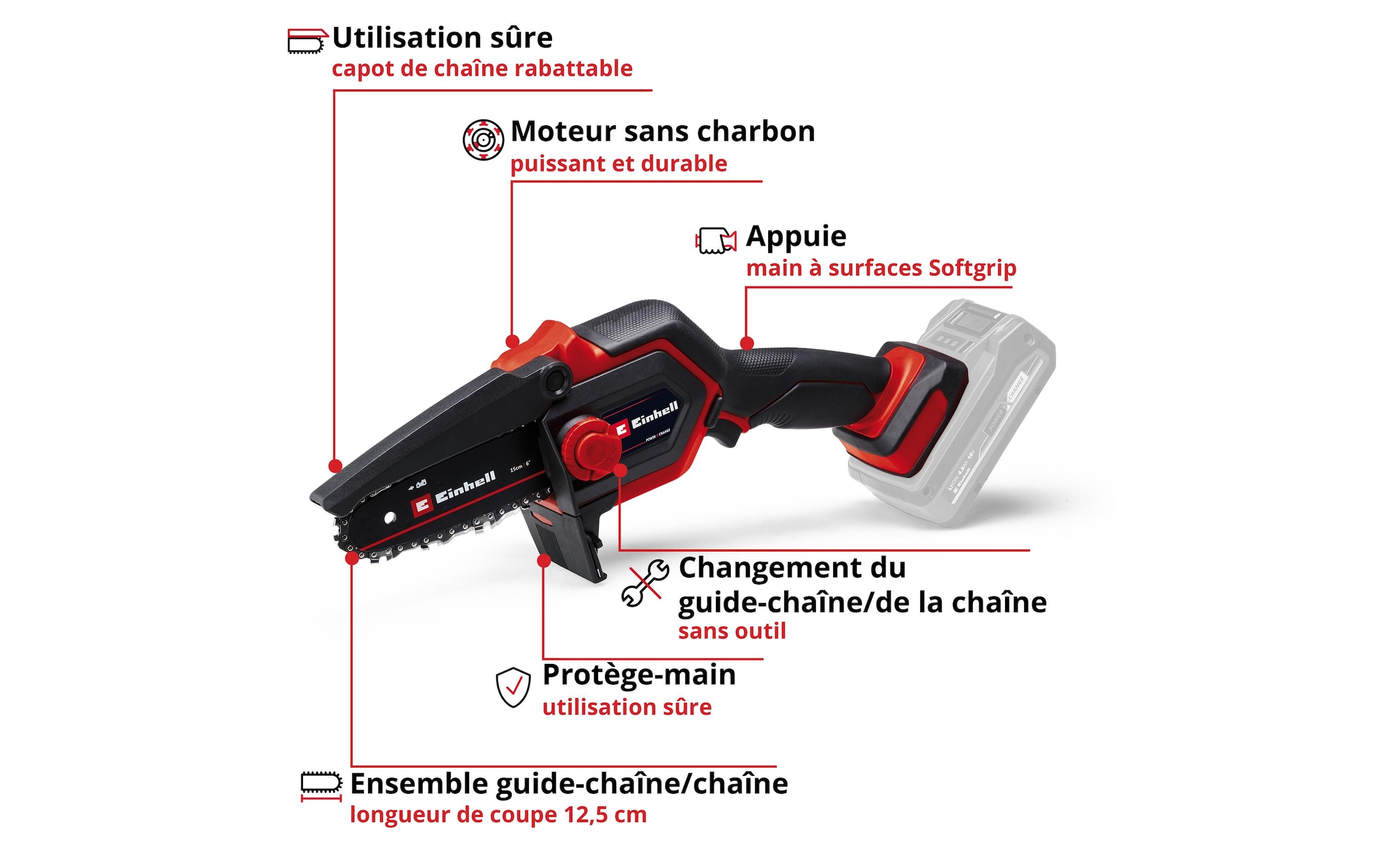 Einhell Tronçonneuse à batterie »Einhell GE-PS 18/15 Li 12.5 cm Schnittlänge, Holster Kit«