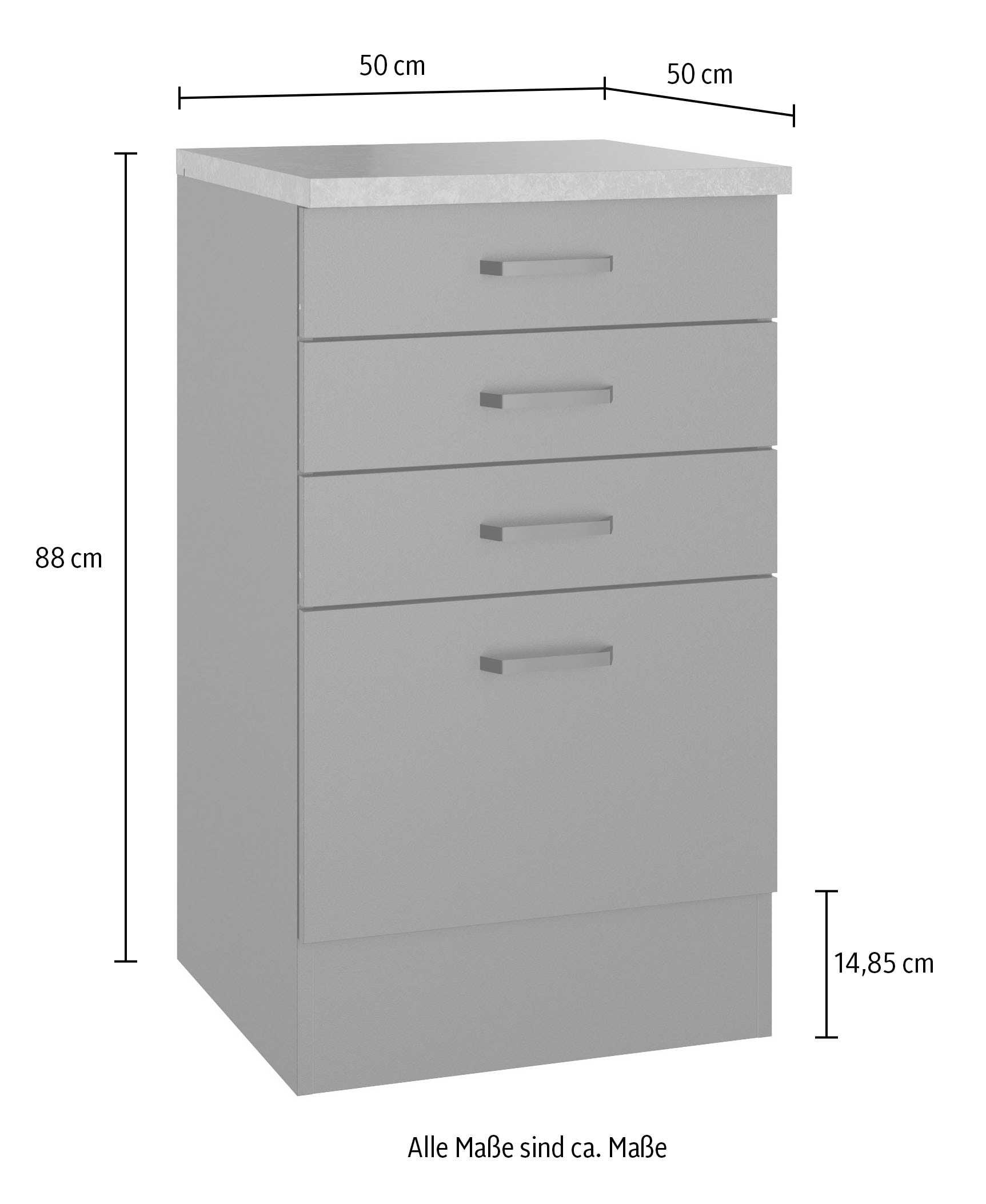 OPTIFIT Armoire basse »OPTImulti« Breite 50 cm, Tiefe 50 cm, mit 3 Schubkästen, 1 Auszug