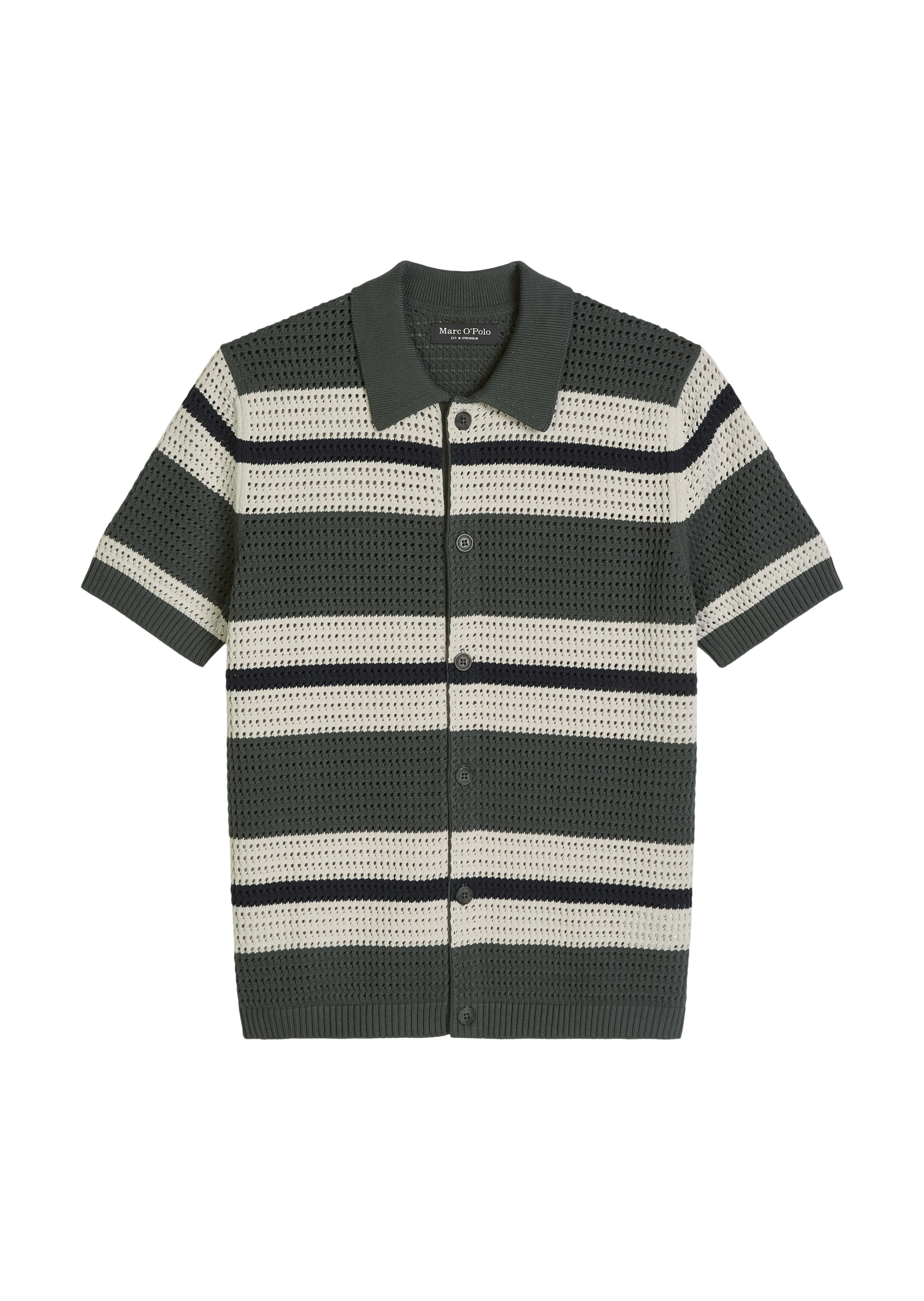 Marc O'Polo Kurzarmhemd Kurzarm-Strickshirt regular in Häkel-Optik