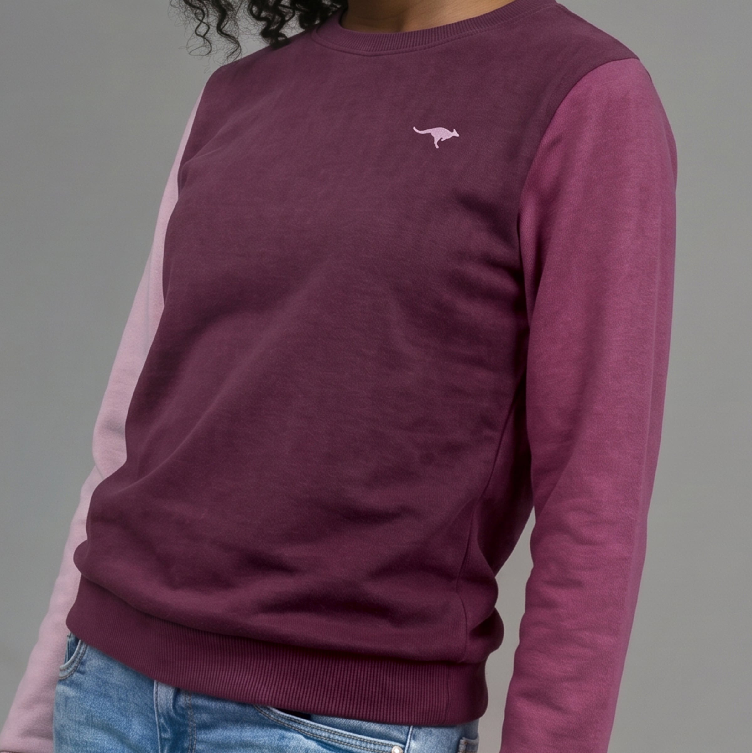 KangaROOS Sweatshirt »Sweatshirt mit kontrastfarbigen Ärmeln und KangaROOS Stickerei«, Colorblocking, aus Sweatware, in Basic-Passform, Mini-Me
