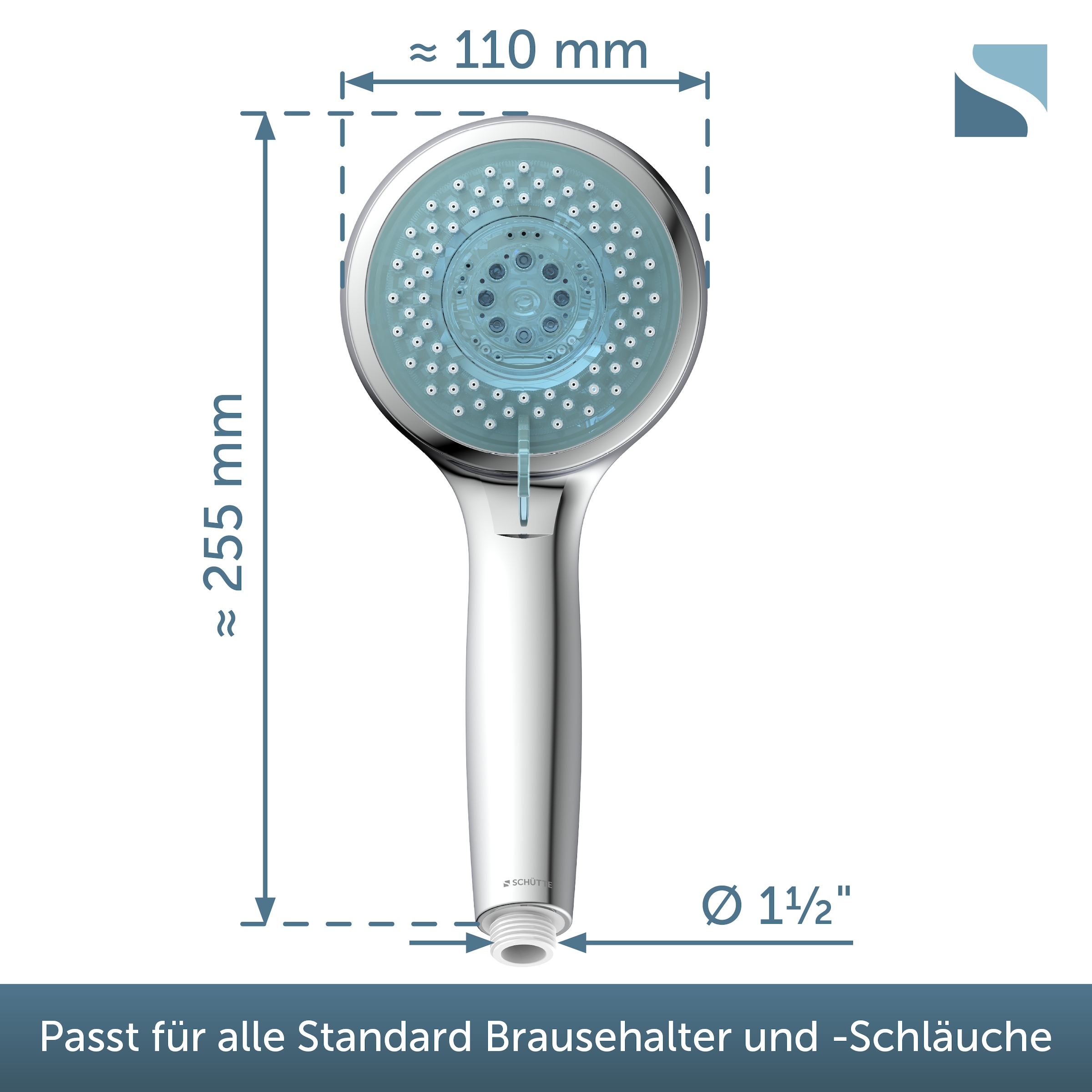 Schütte Handbrause LED Wellness Duschkopf, 3 Strahlarten, Duschbrause mit 7 Farbvarianten